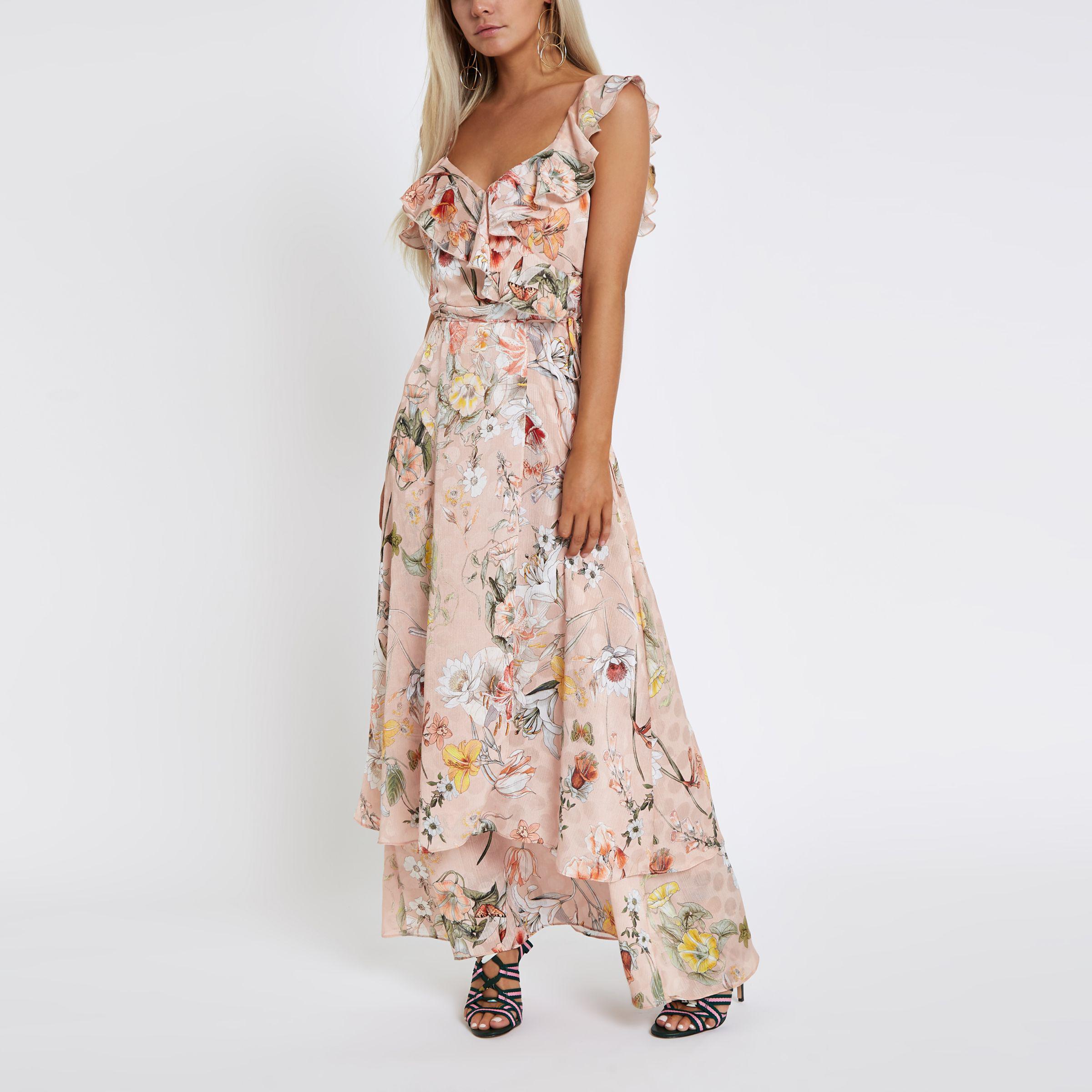 river island pink wrap dress