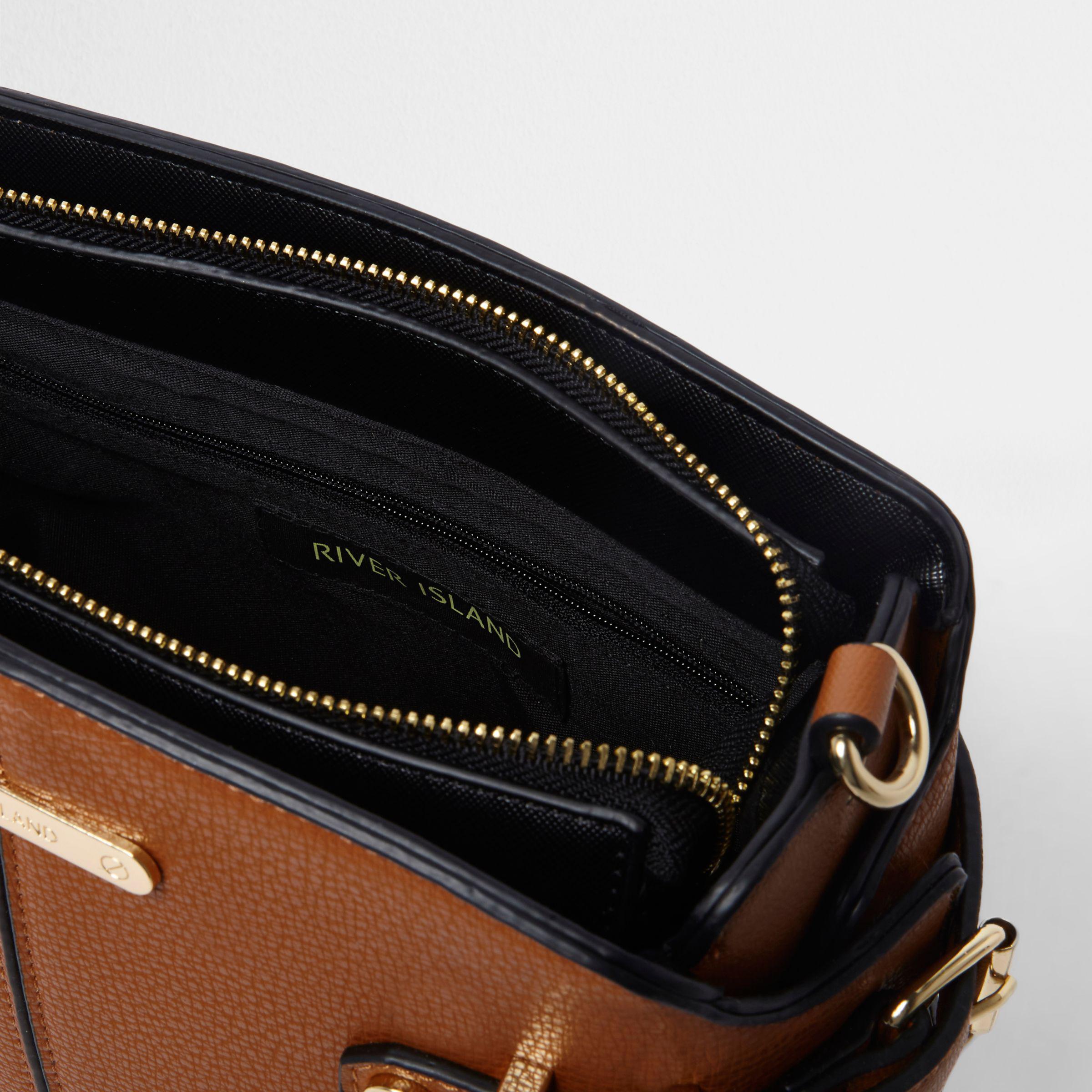 River Island Tan Brown Buckle Side Cross Body Bag Lyst