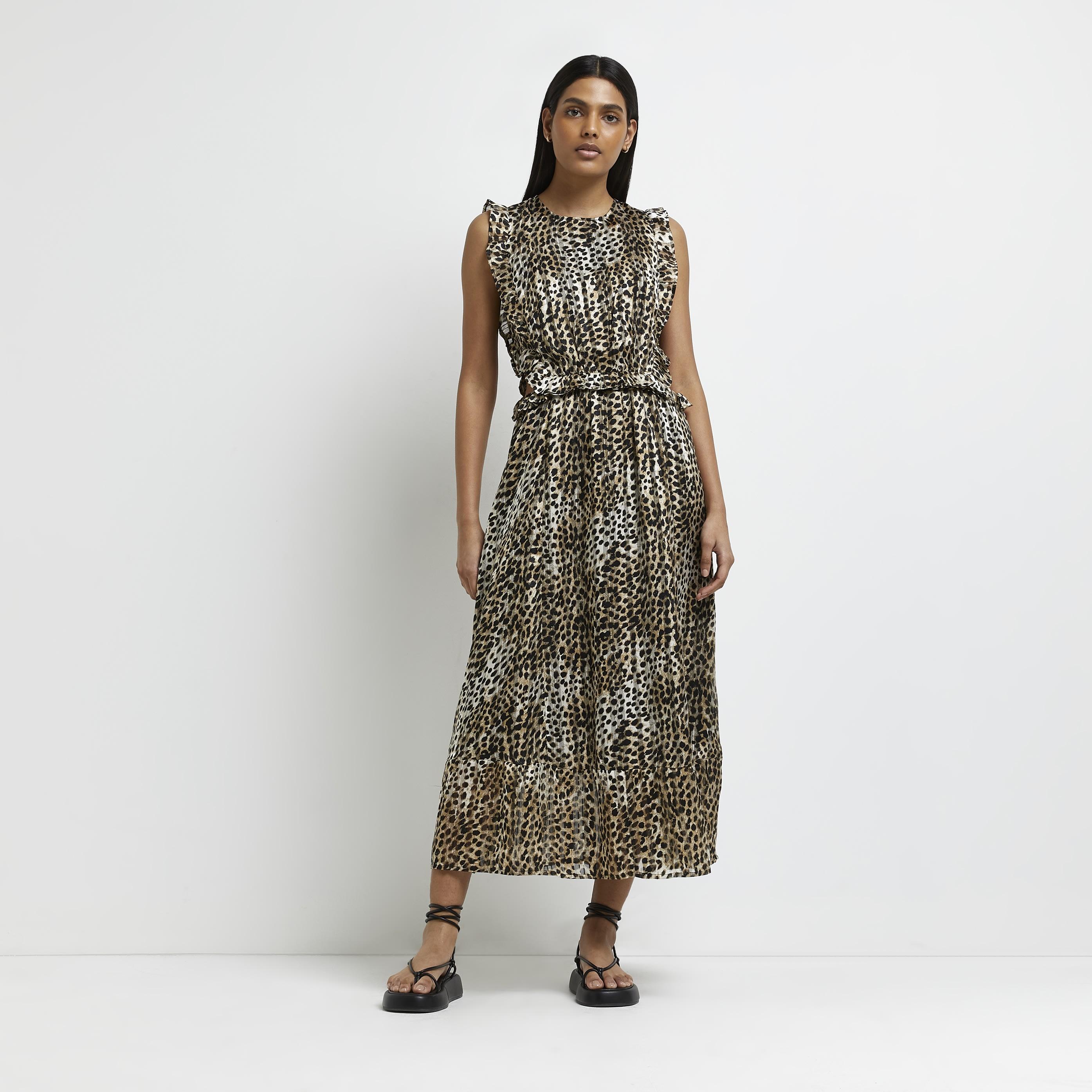 Black Animal Print Smock Maxi Dress