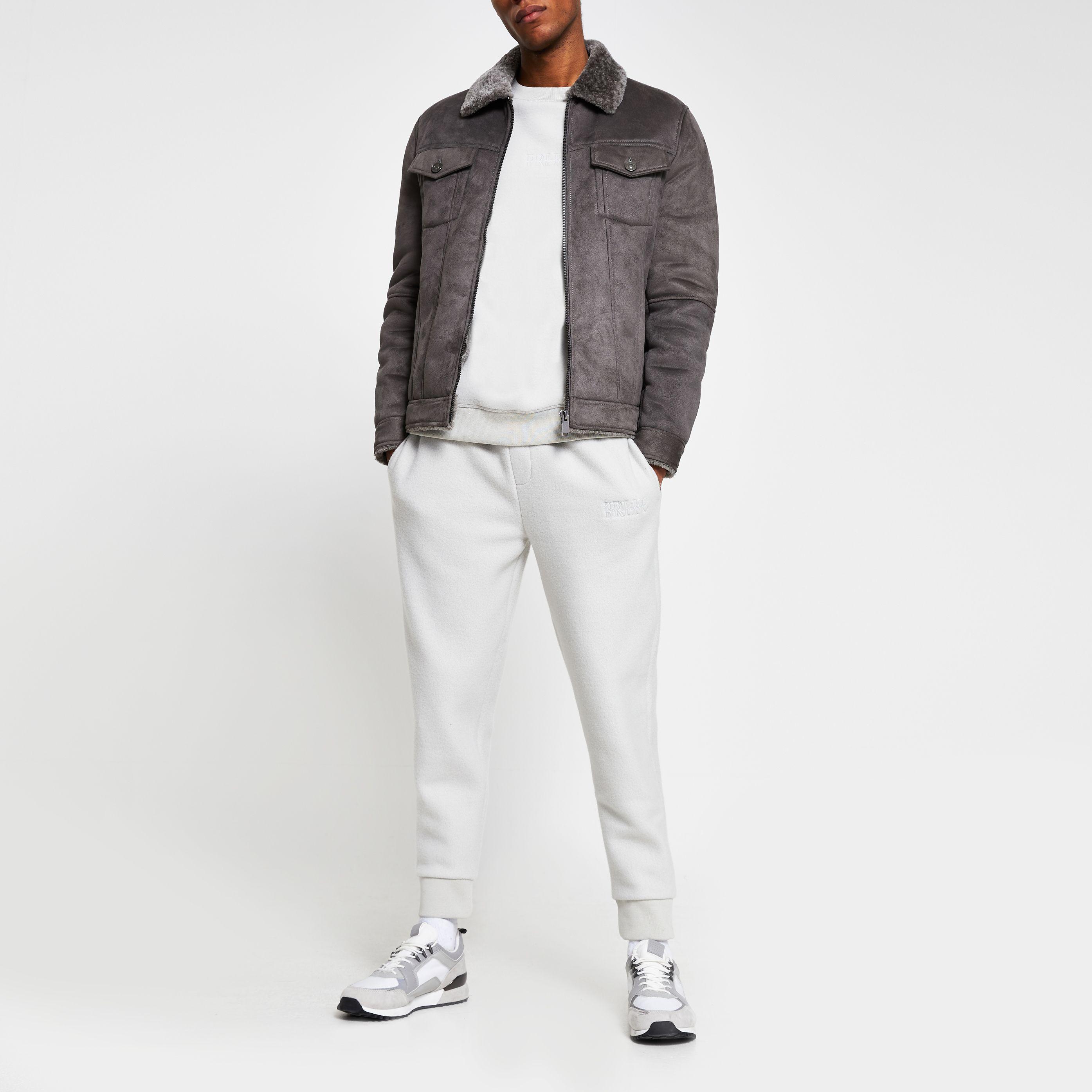 grey borg lined biker jacket