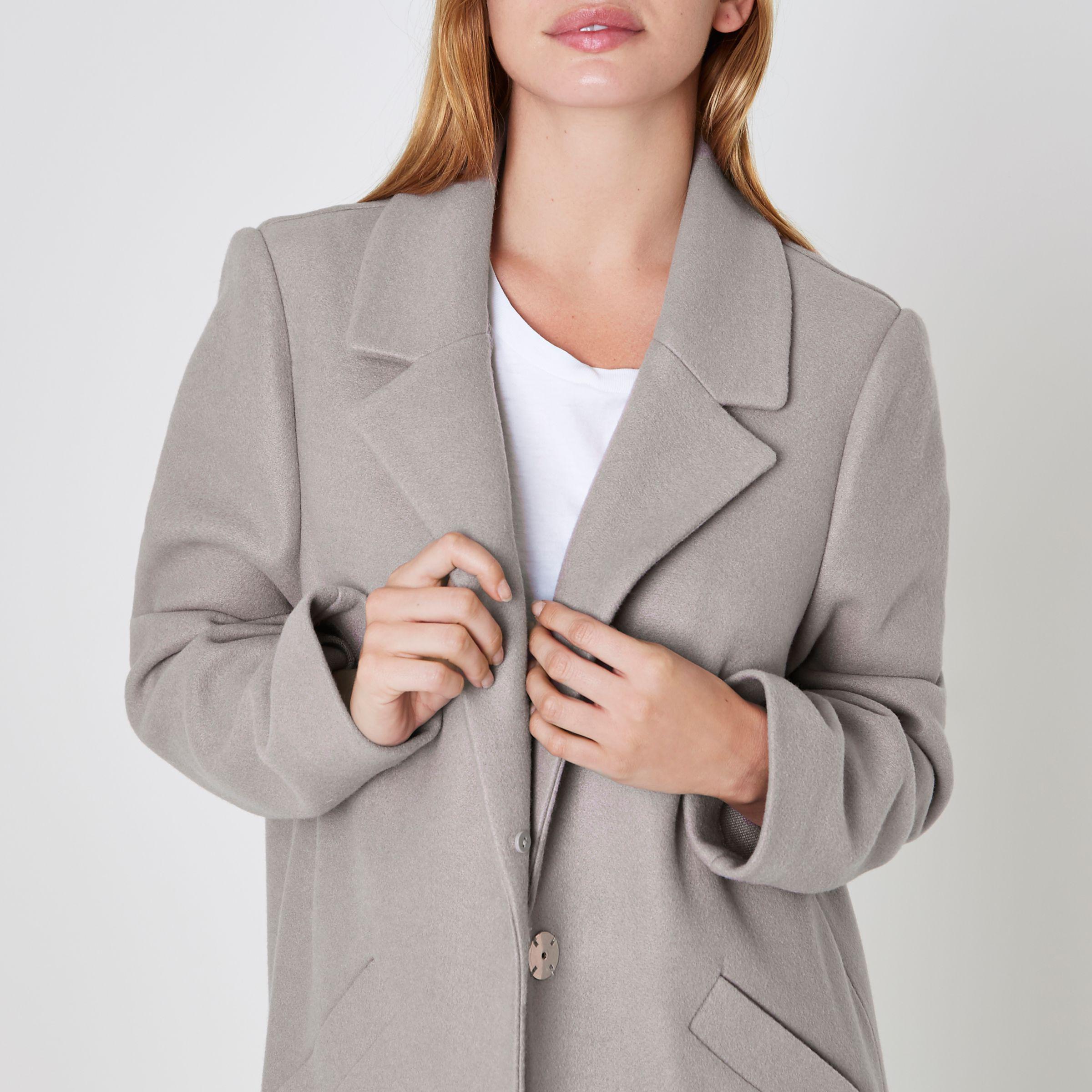 river island grey wool coat