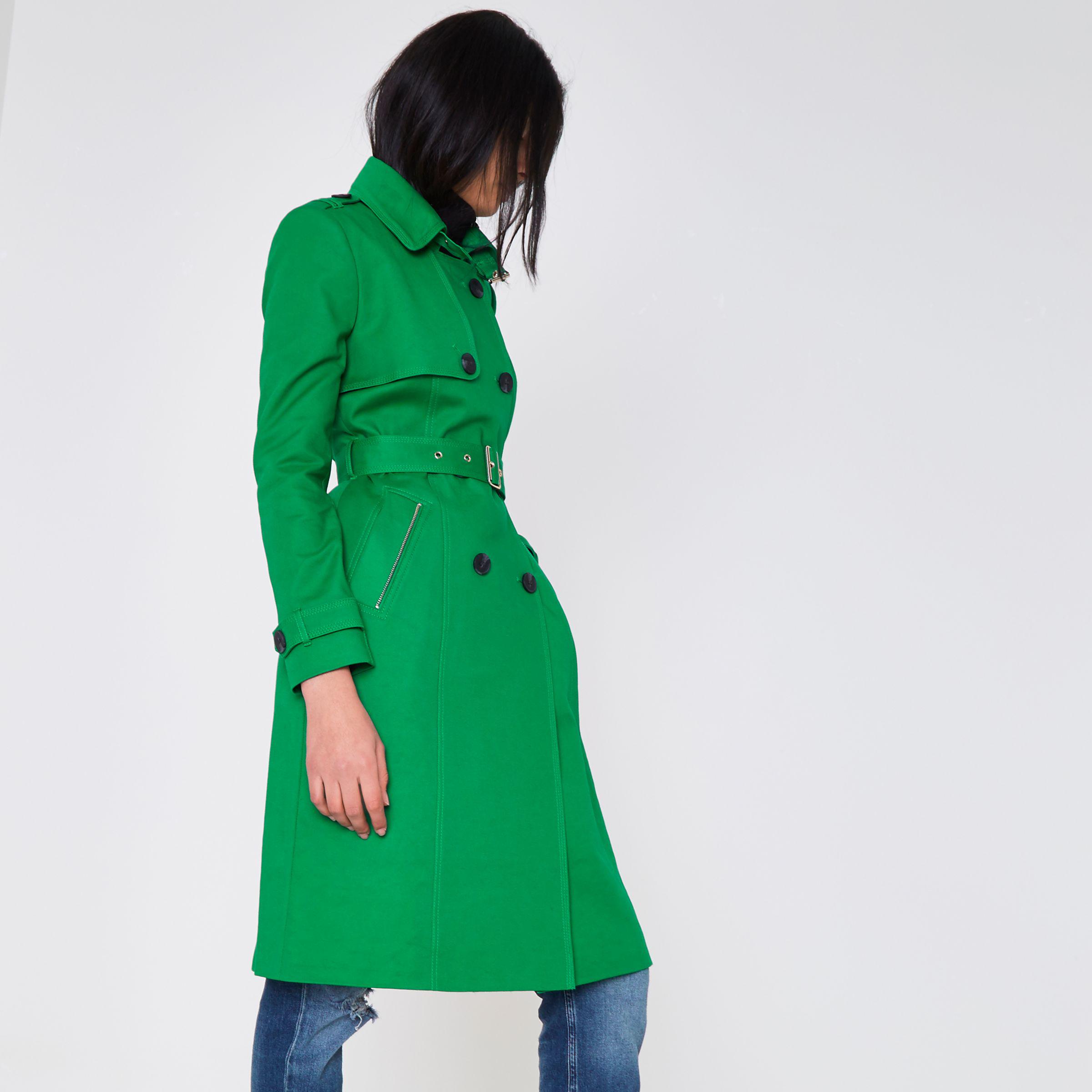 River Island Bright Green Belted Trench Coat | Lyst