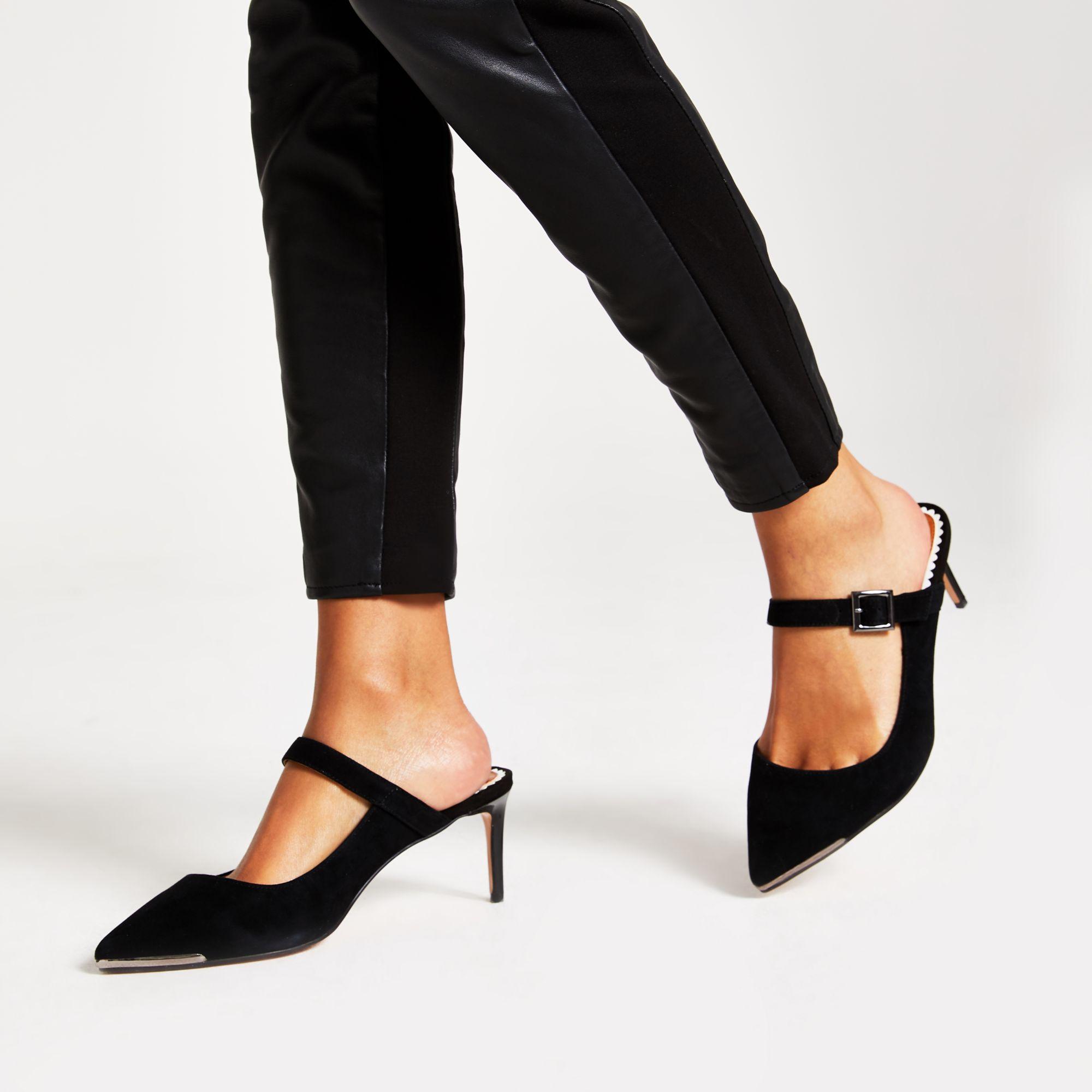 wide fit block mules