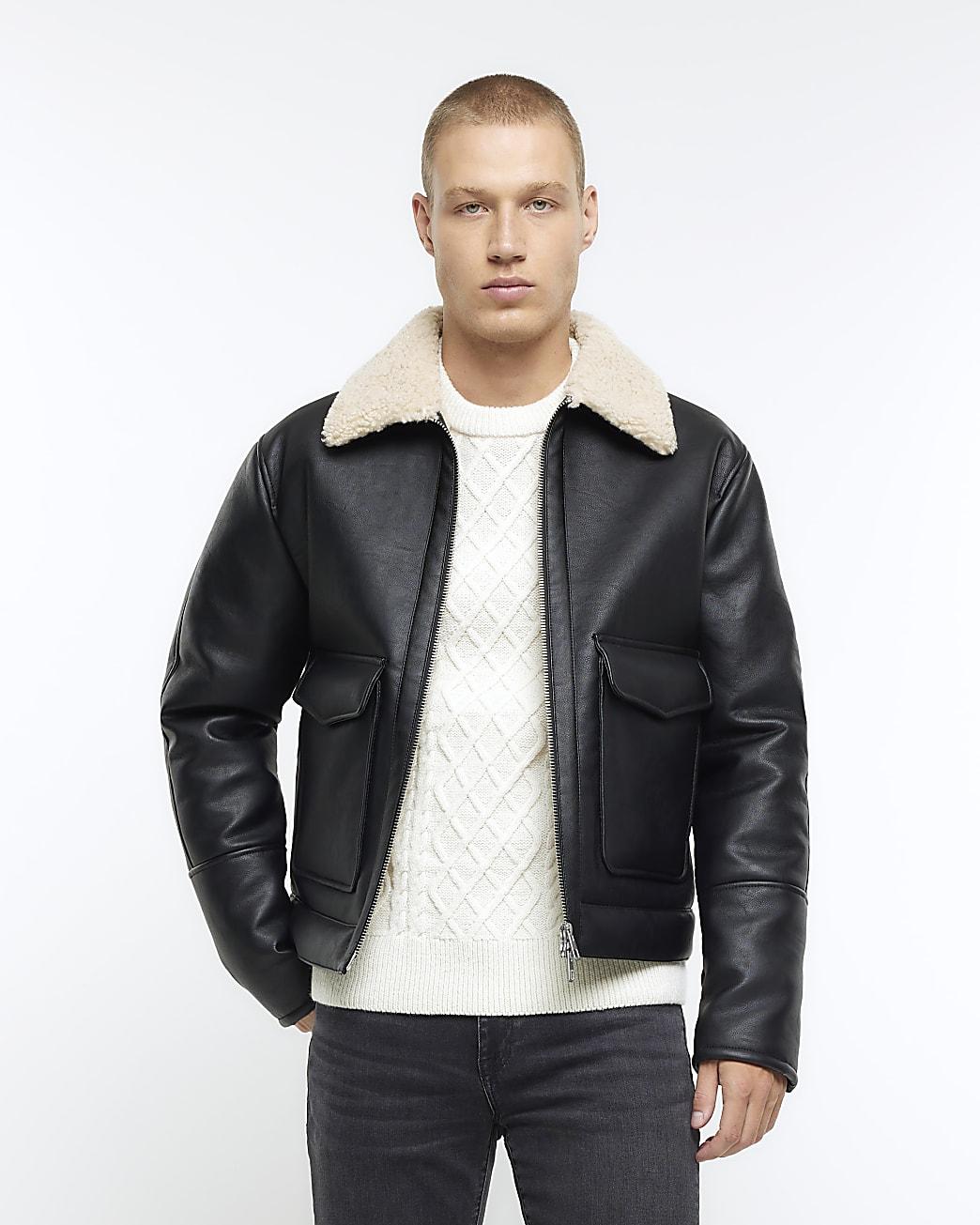 Black aviator jacket hot sale