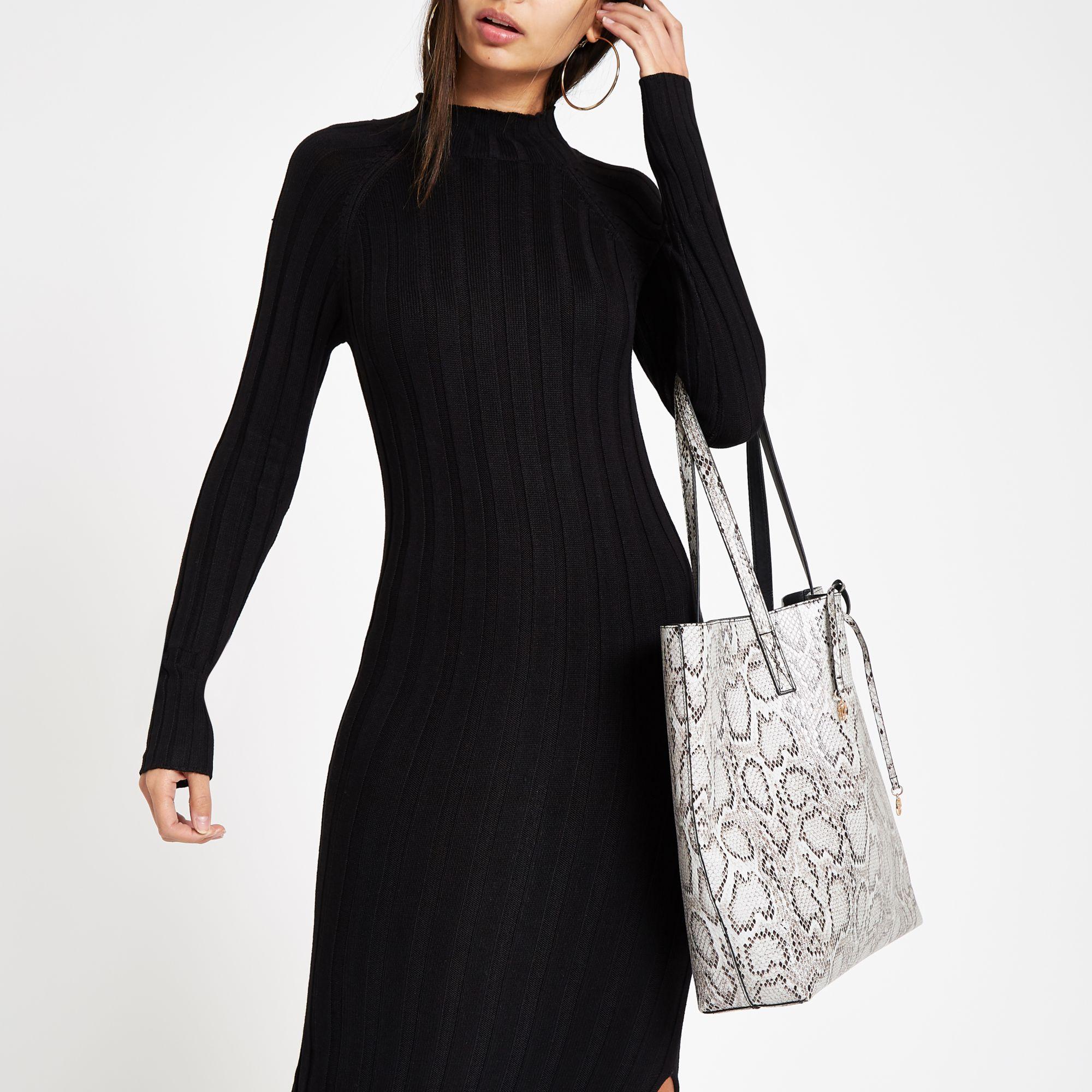 river island black snake print bolsa