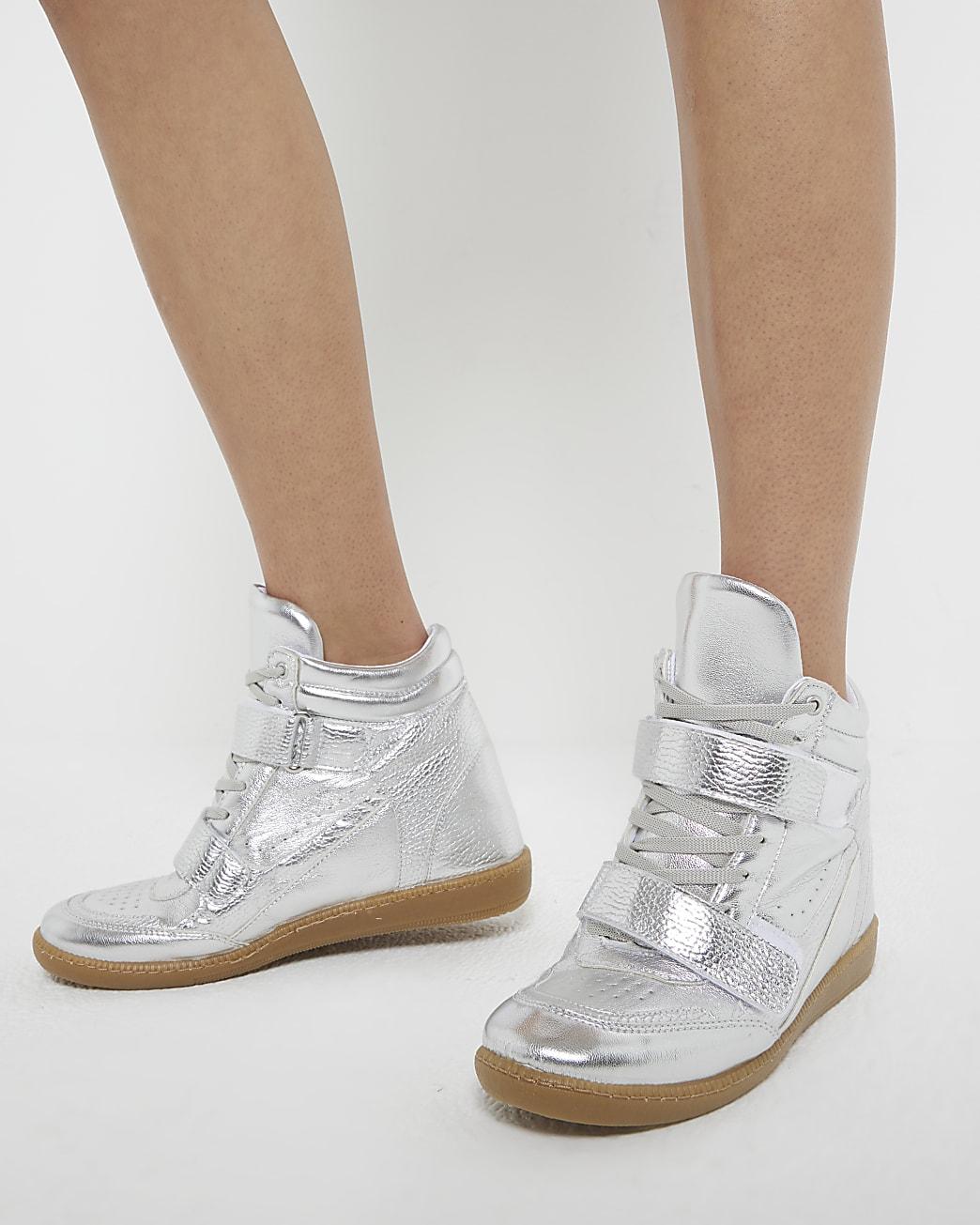 River Island High Top Wedge Trainers in White Lyst Canada