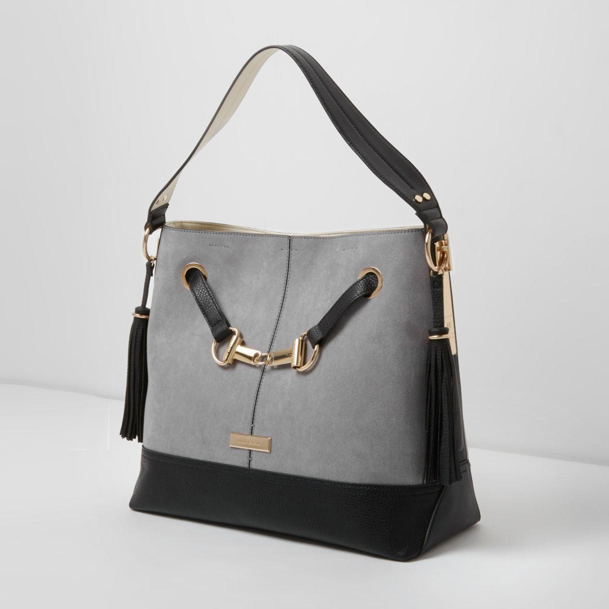 grey leather slouch bag