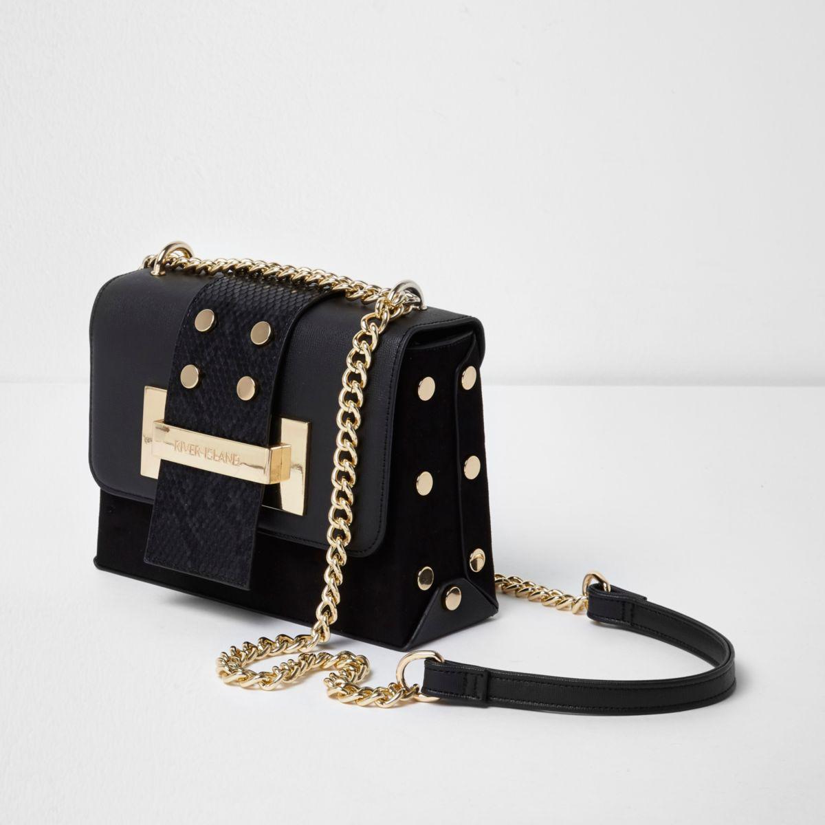 black and gold river island bag