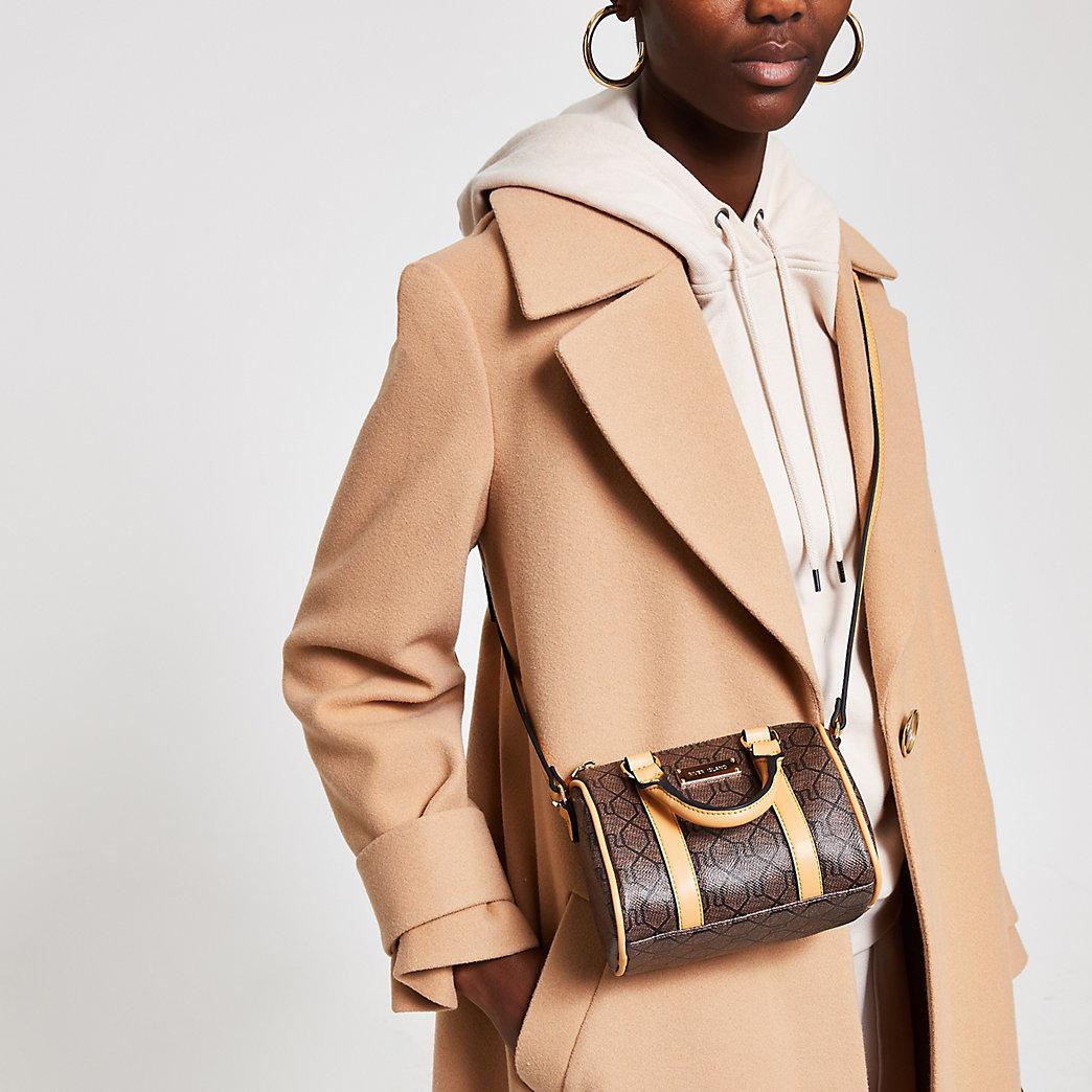 brown monogram cross body bolsa river island