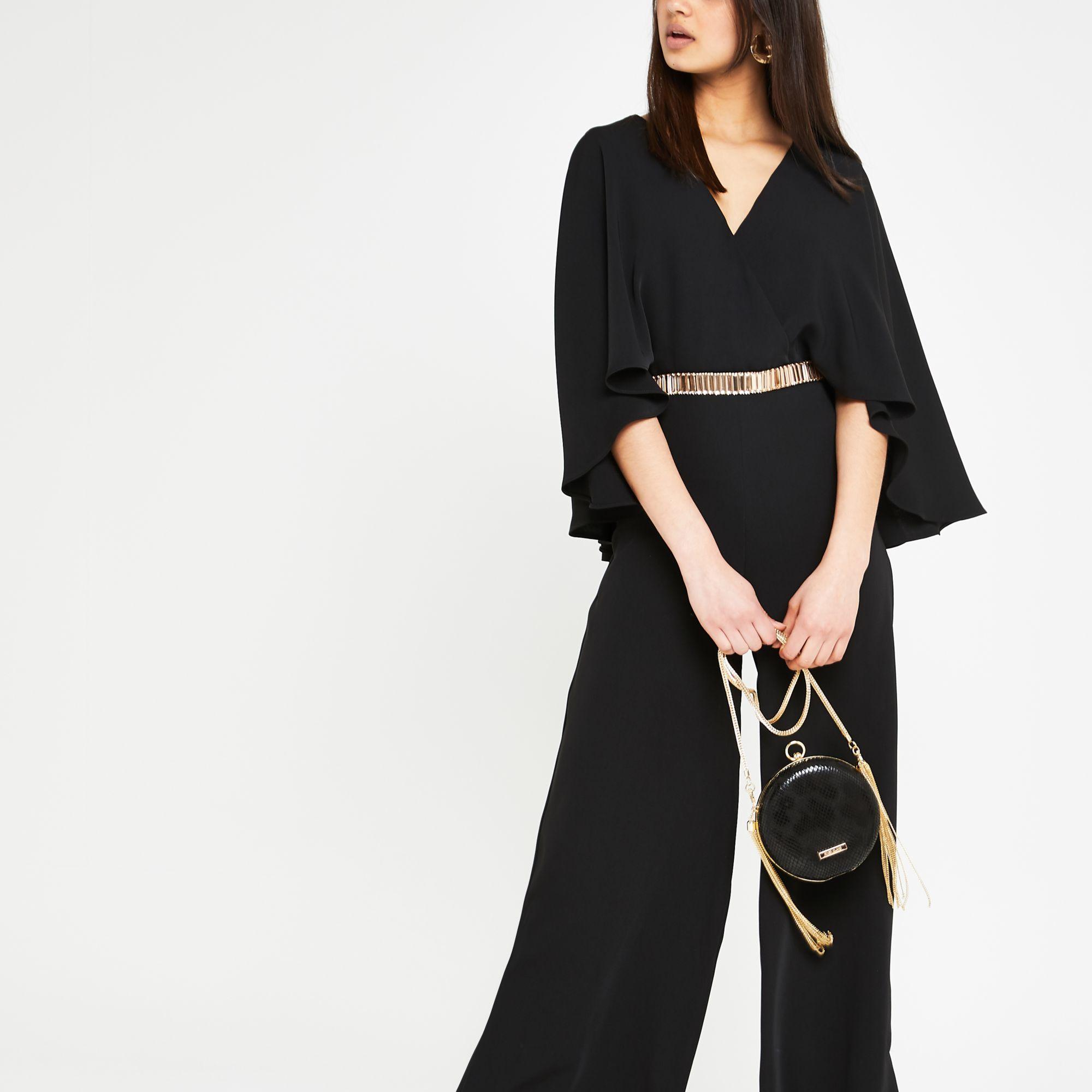black cape sleeve jumpsuit