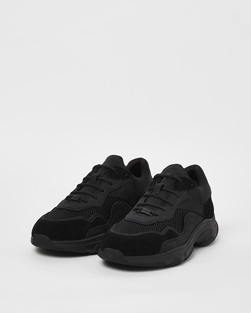 chunky sole black trainers