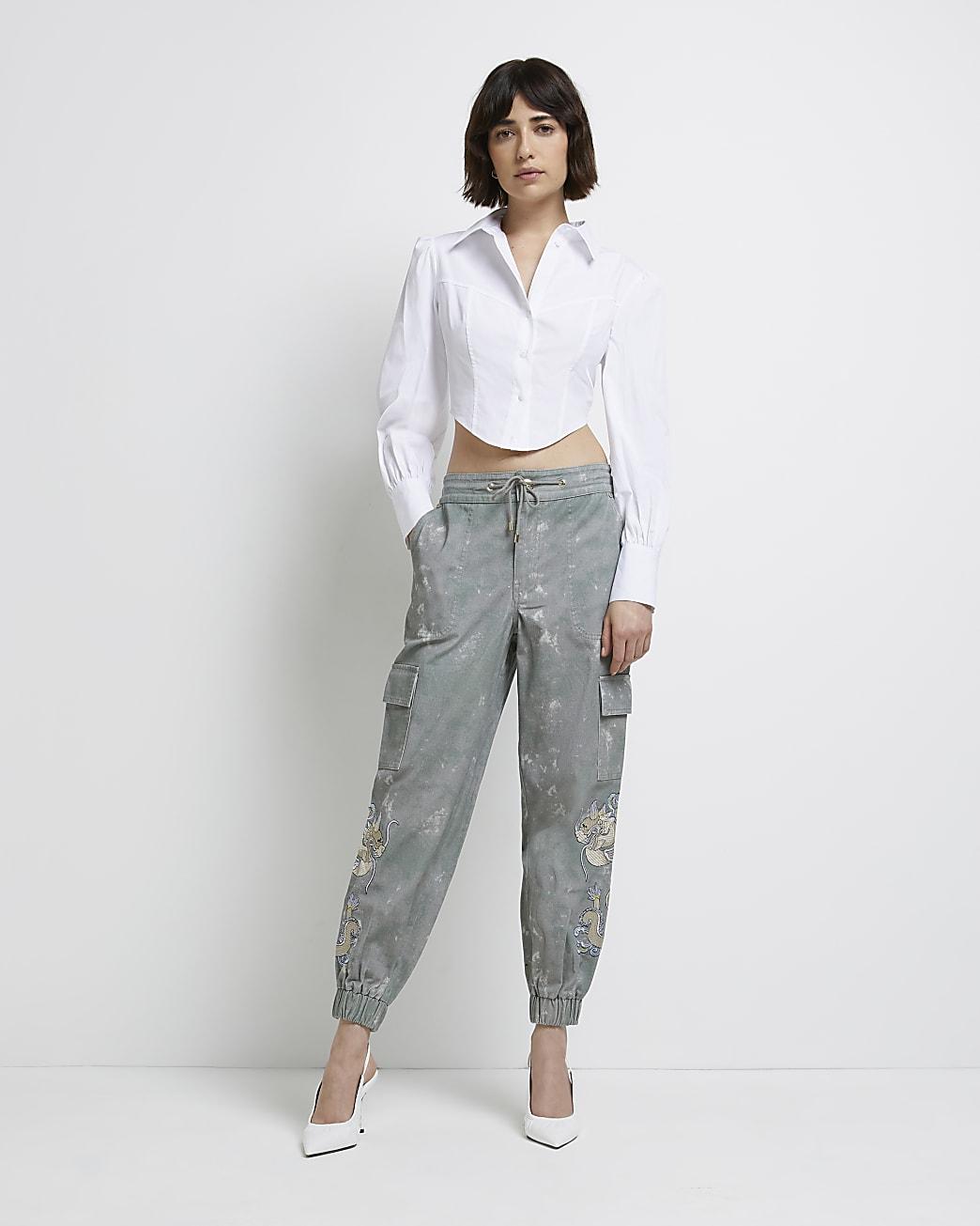 River Island Embroidered Cargo Trousers 