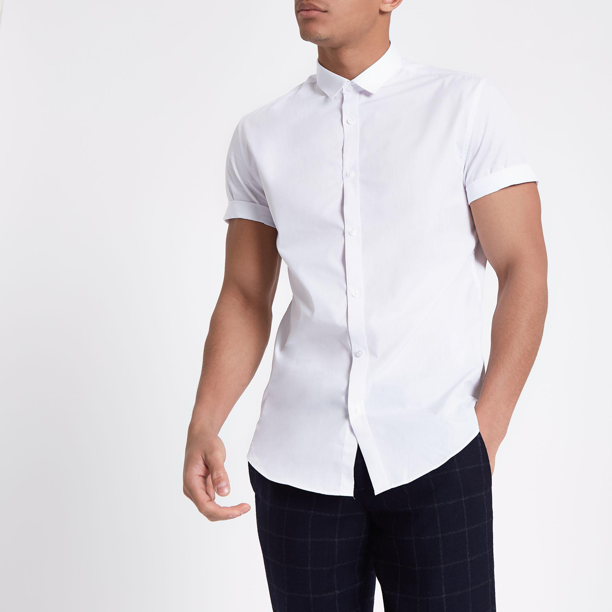 River Island White Slim Fit Short Sleeve Shirt for Men | Lyst