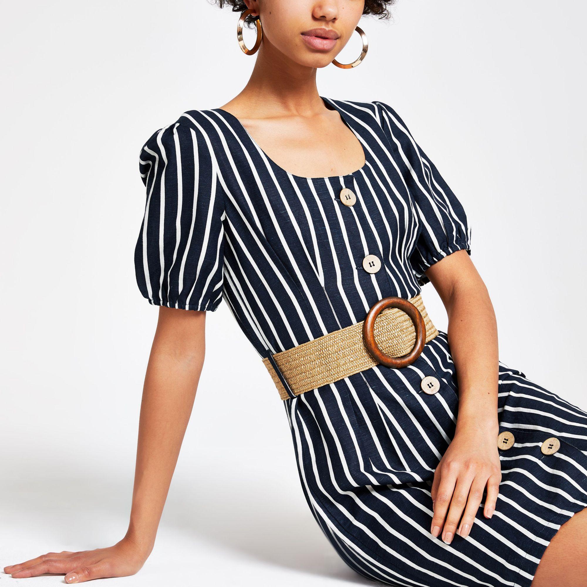 river island blue puff sleeve dress