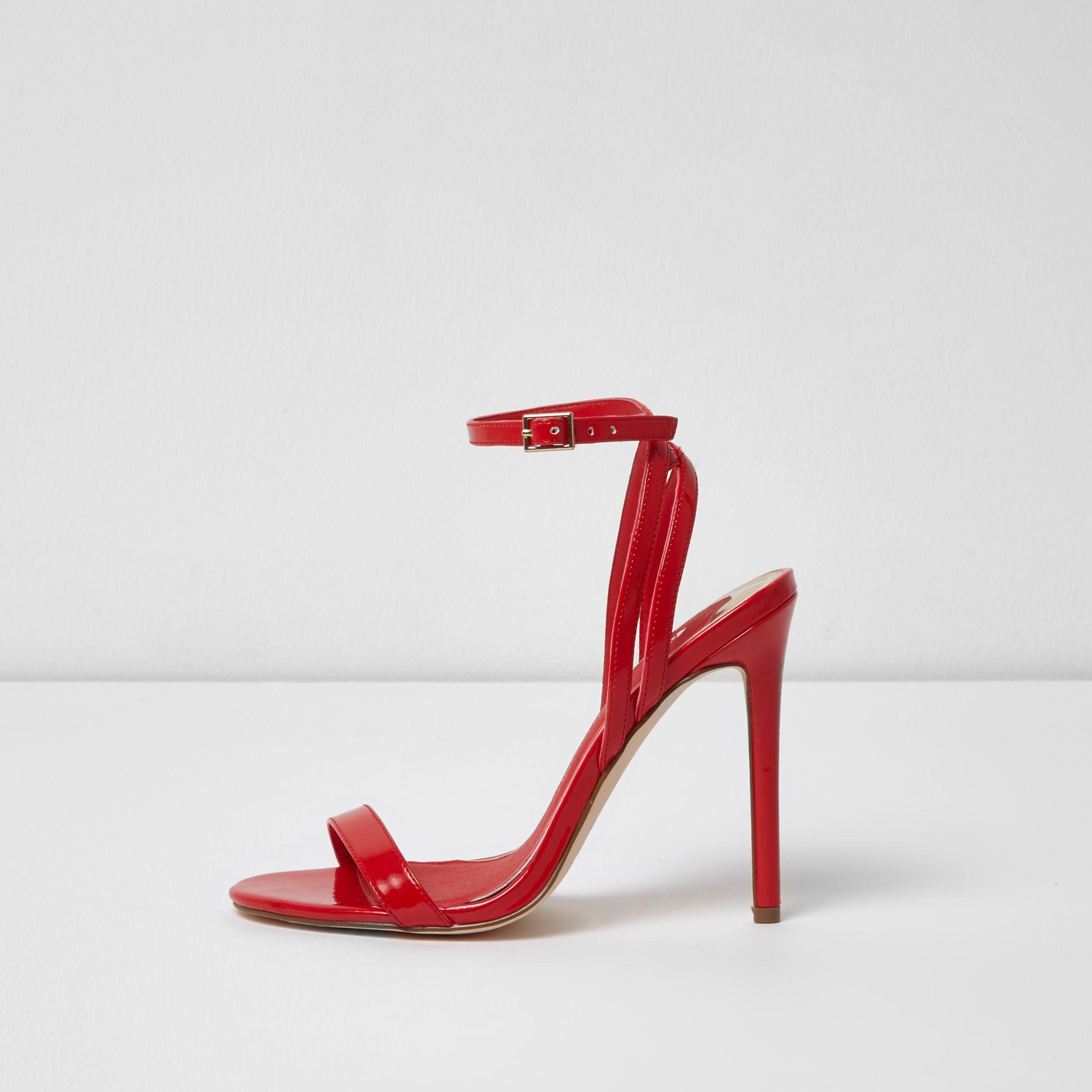 River Island Red Patent Barely There Sandals - Lyst