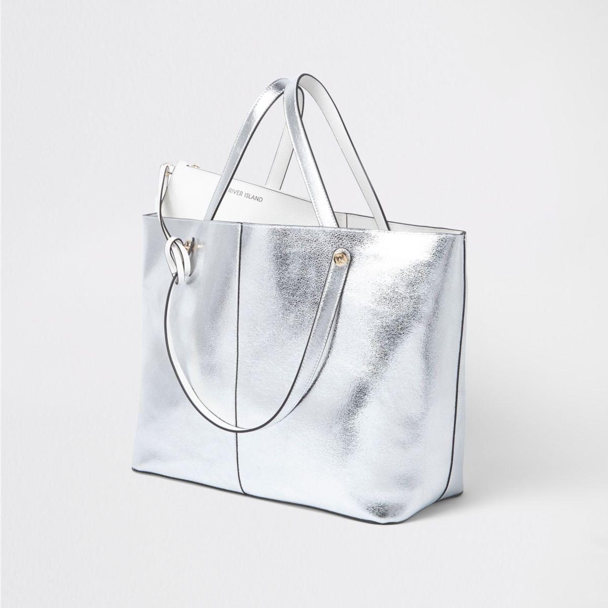 silver beach bag river island
