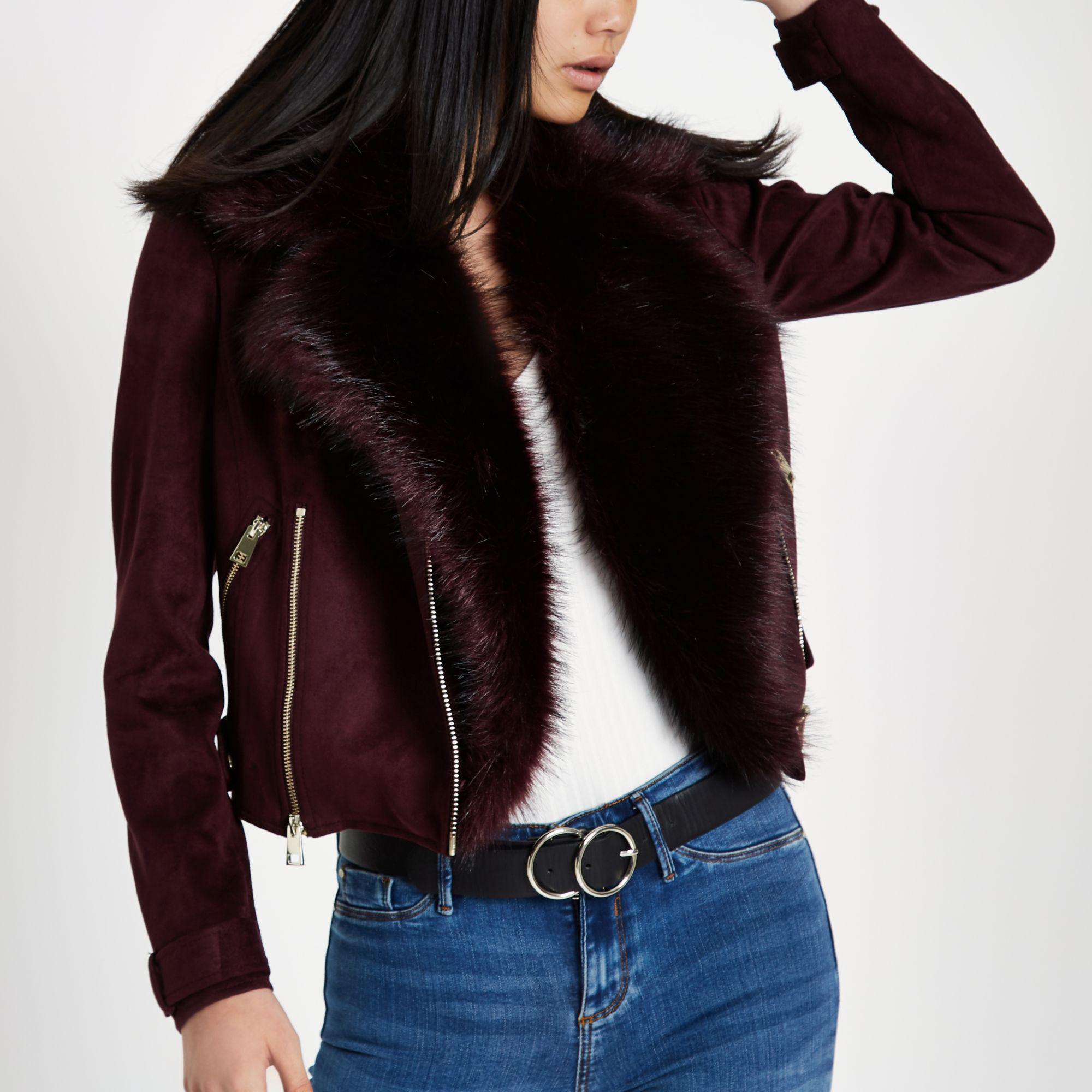 dark red faux leather jacket
