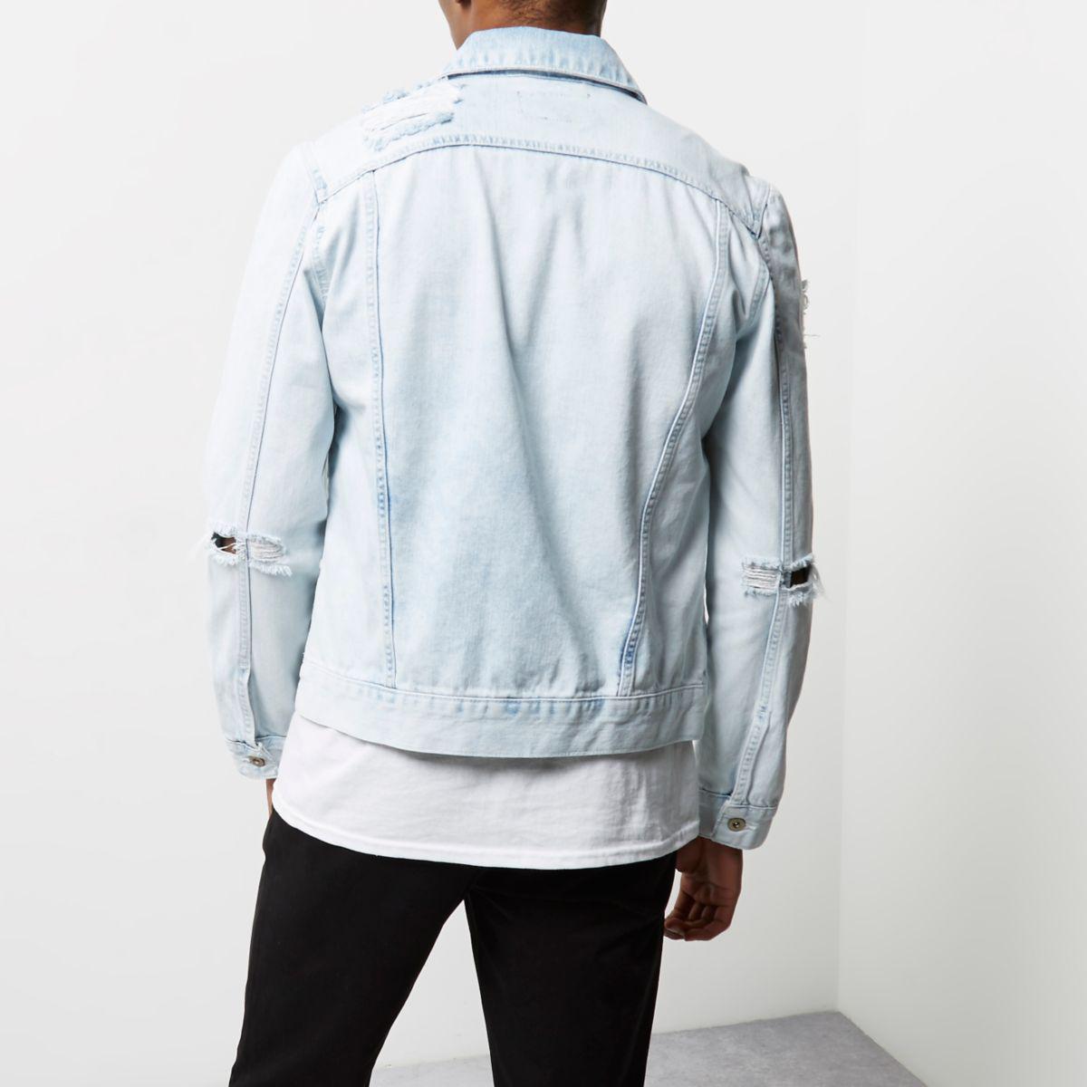 light wash ripped denim jacket