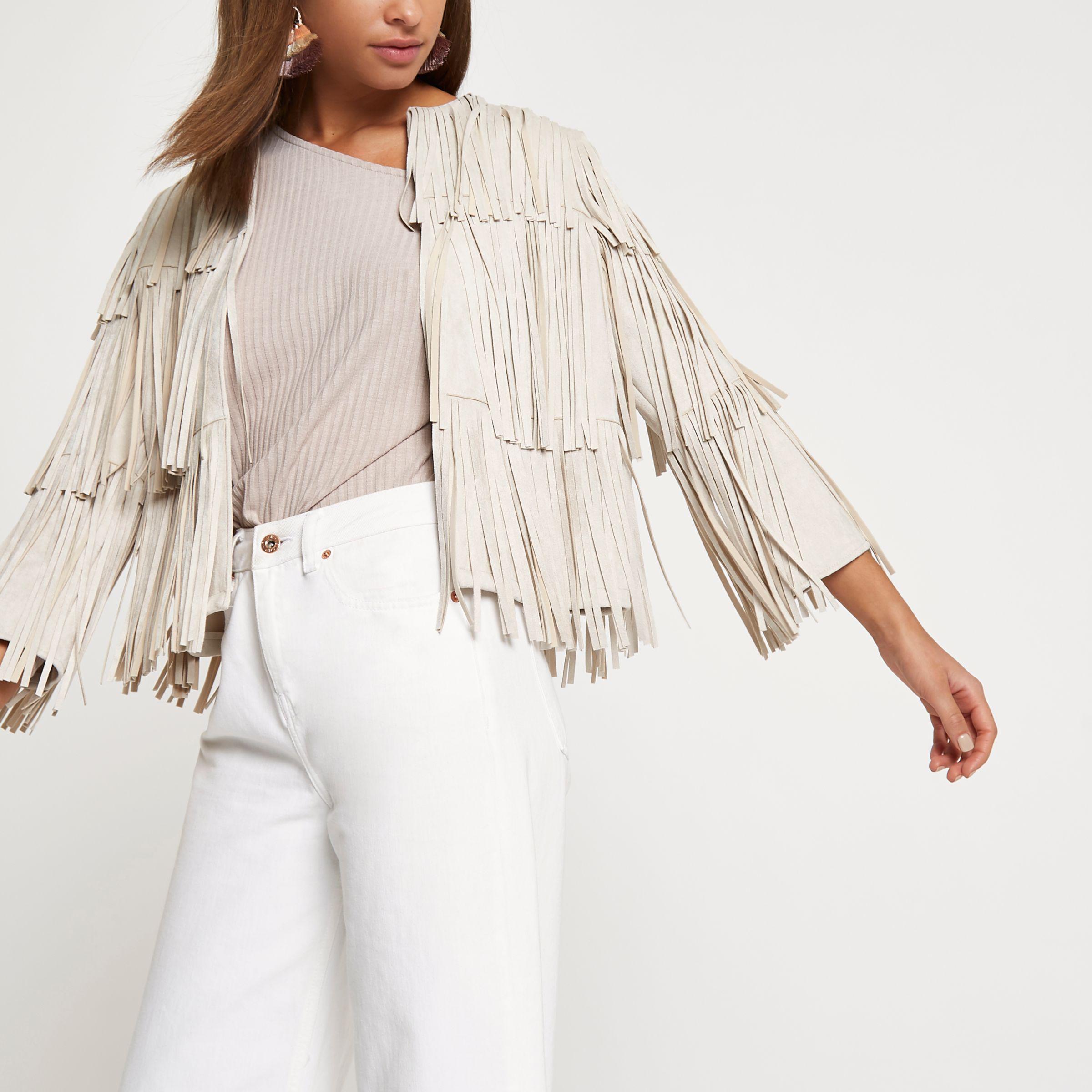 white suede fringe jacket