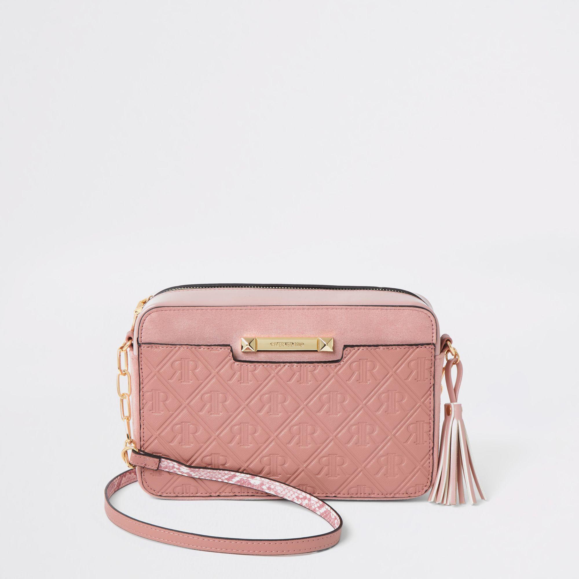 beige ri monogram boxy cross body bag