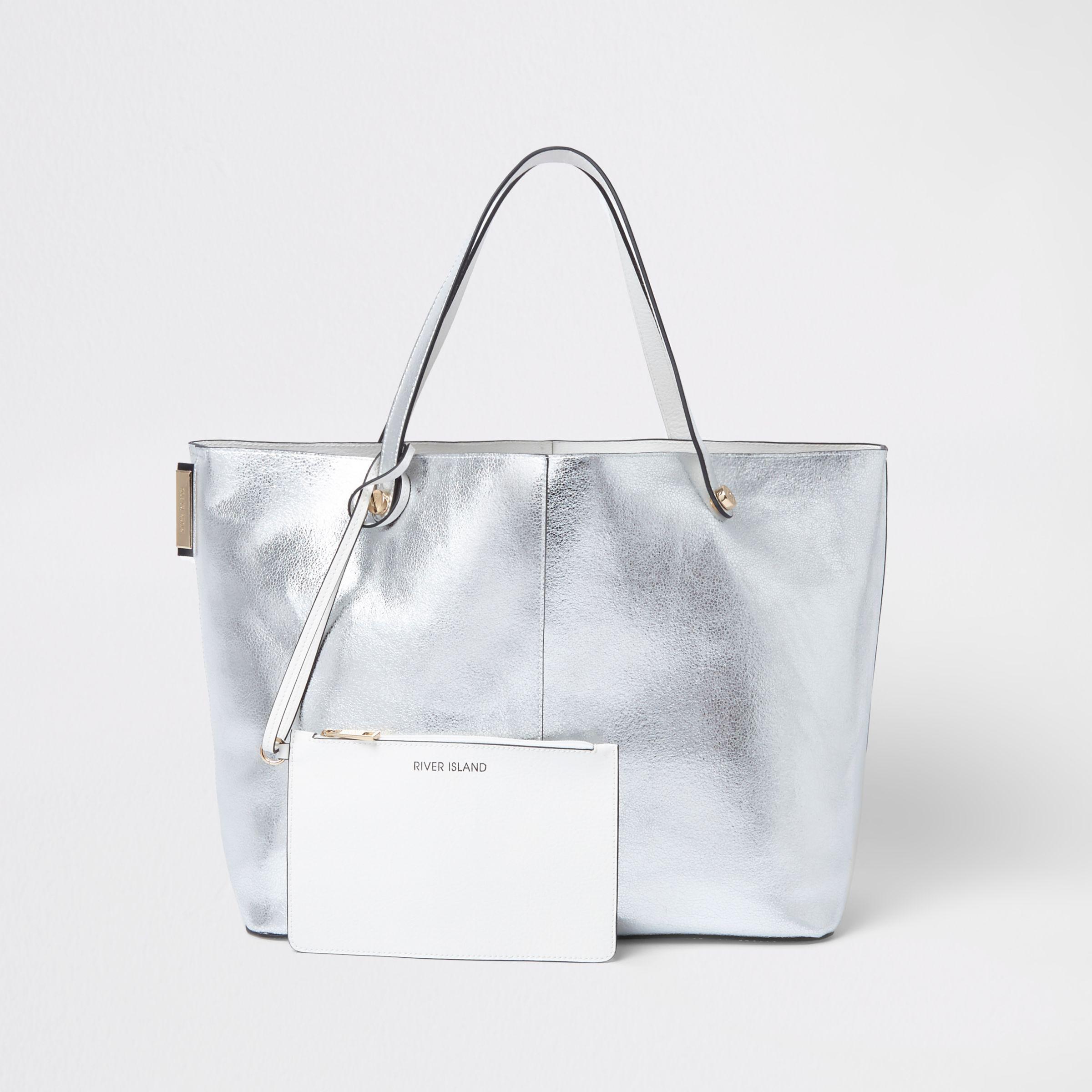 silver beach bag river island