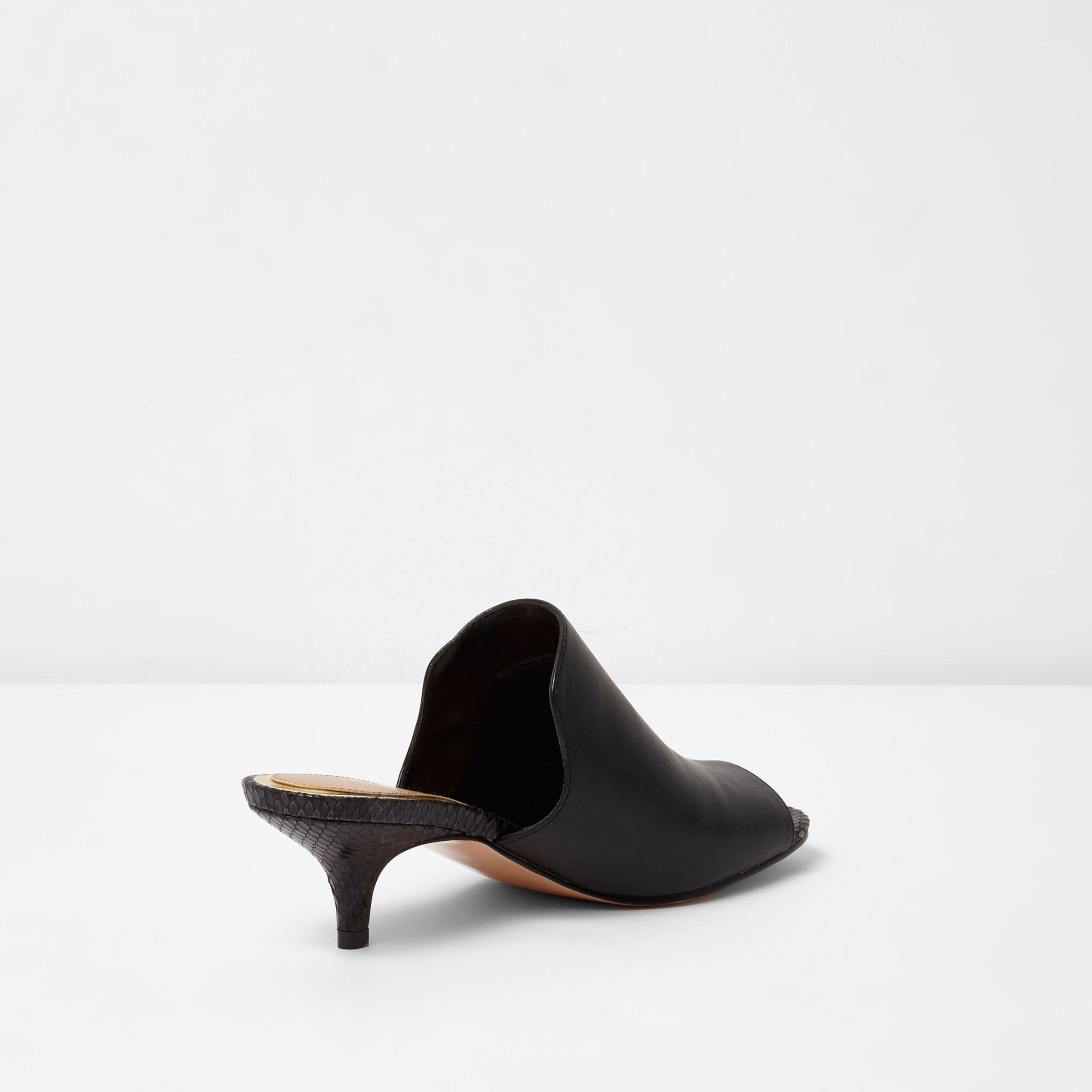 black mules kitten heels