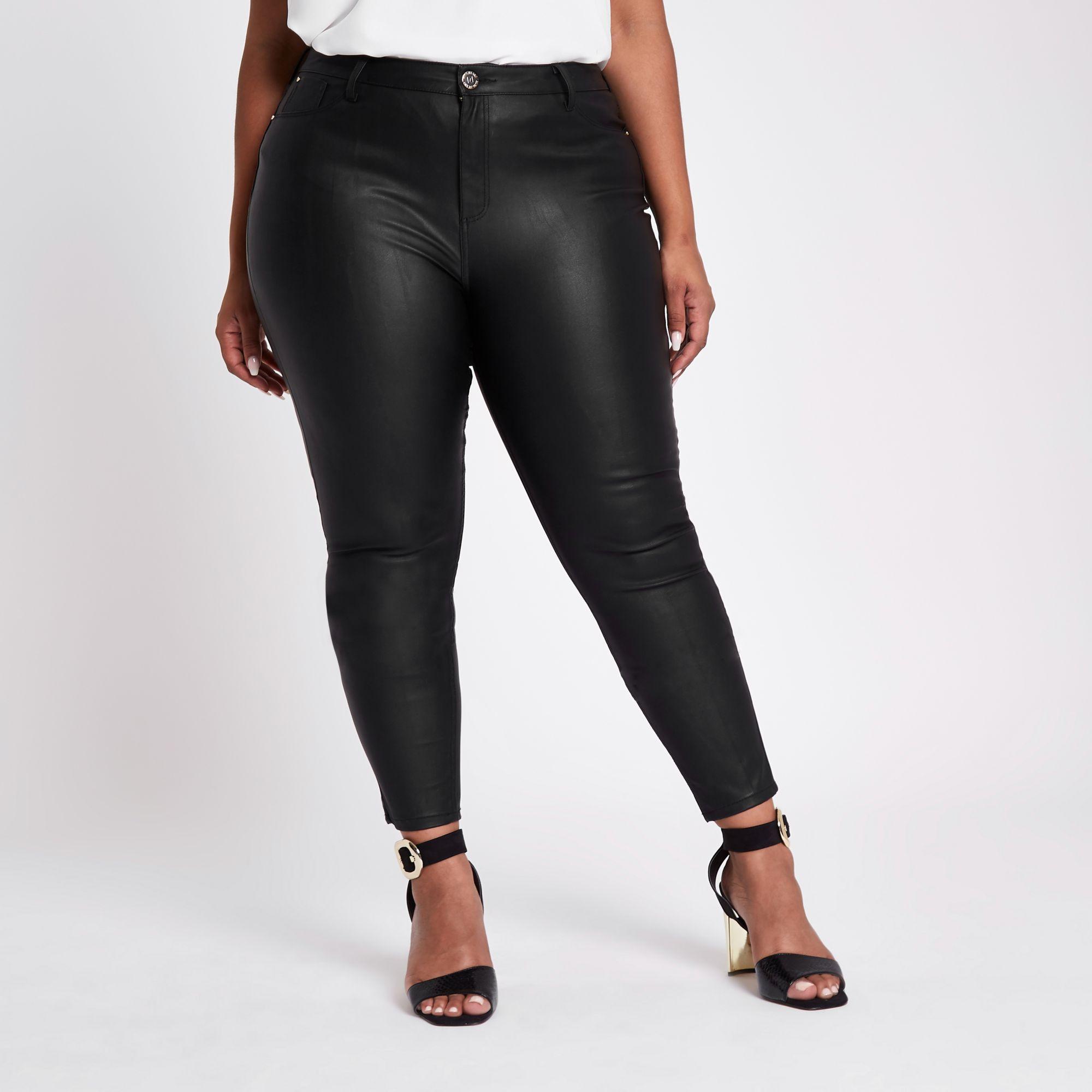 River Island Denim Plus Molly Coated Skinny Jeans in Black - Lyst
