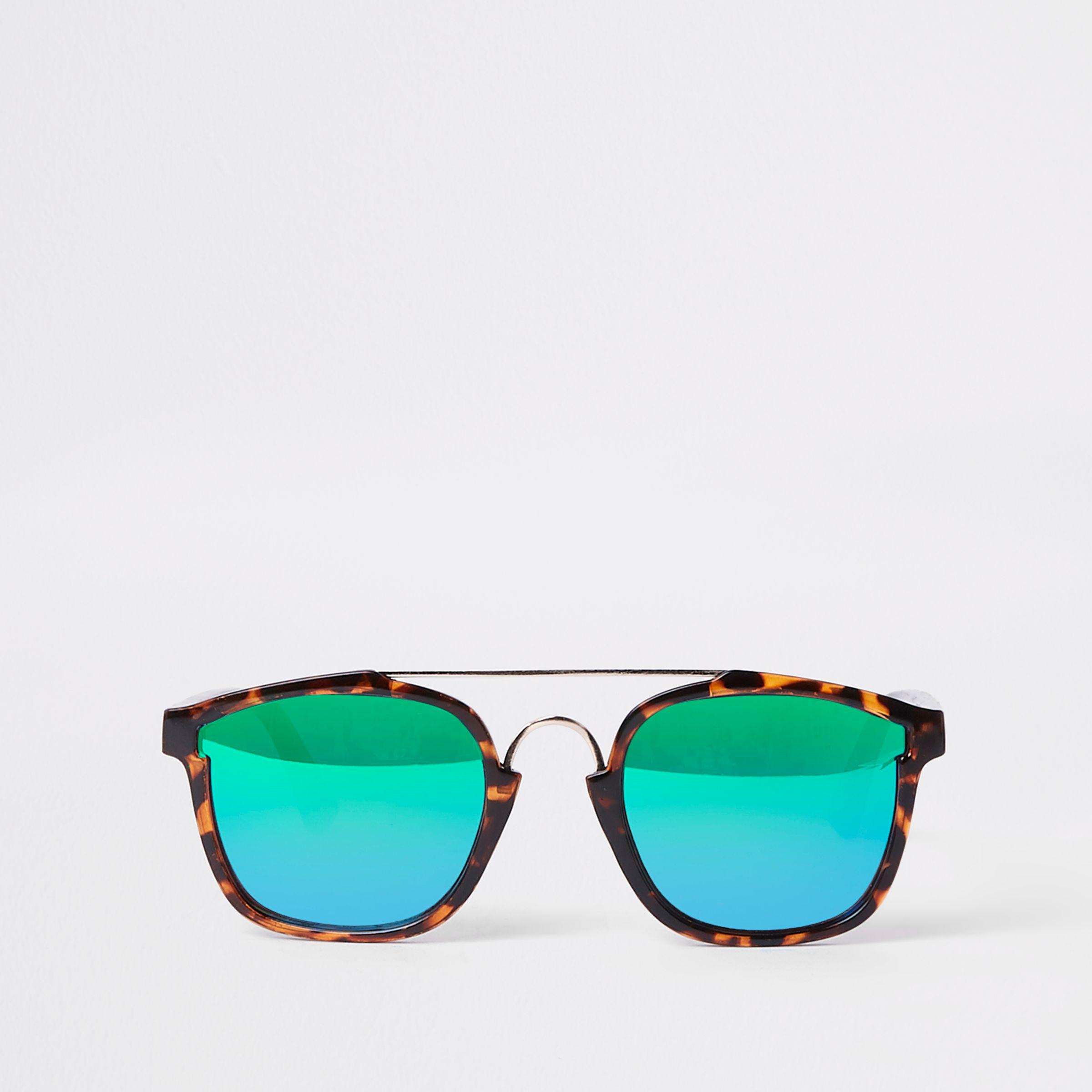 River Island Brown Tortoiseshell Revo Lens Sunglasses For Men Lyst