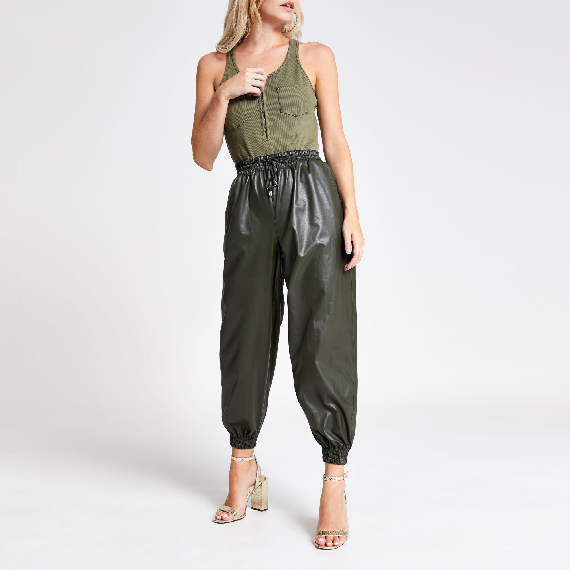 River Island Petite Khaki Faux Leather 