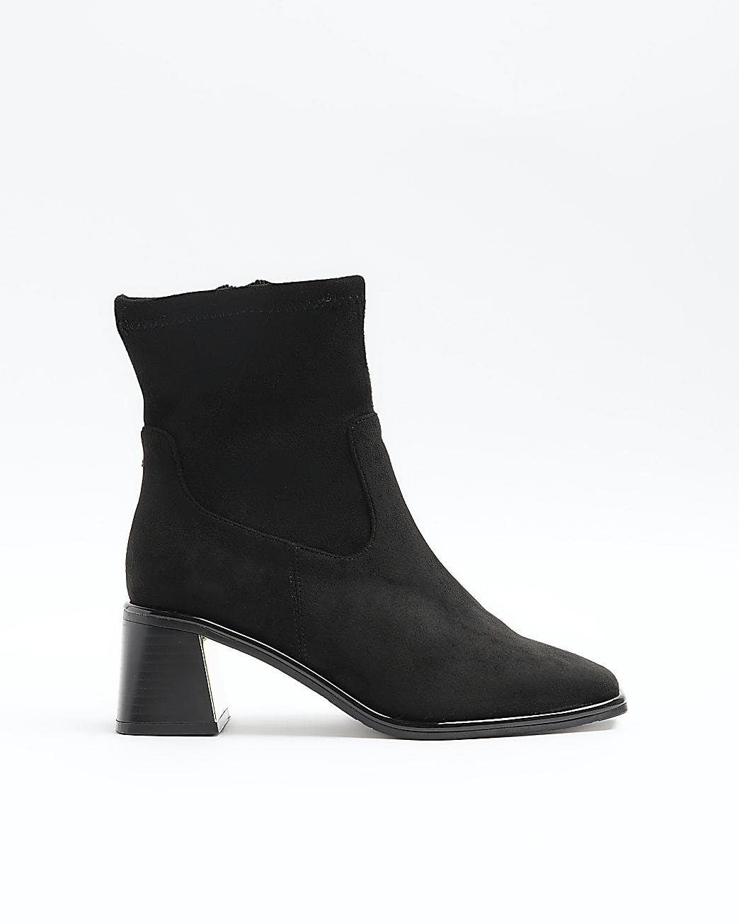 River Island Block Heel Ankle Boots in Black | Lyst UK
