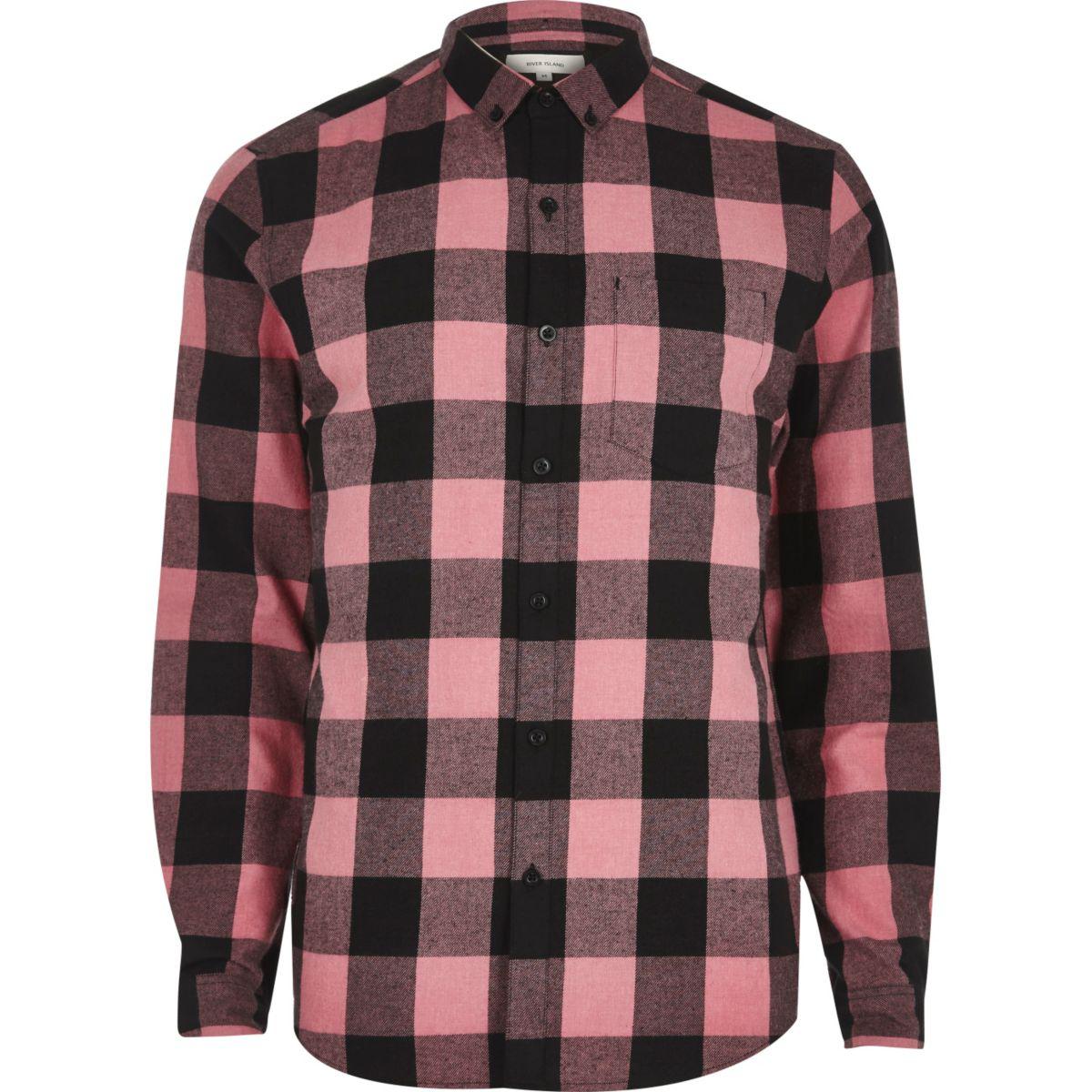 Mens Pink Plaid Flannel Shirt | vlr.eng.br