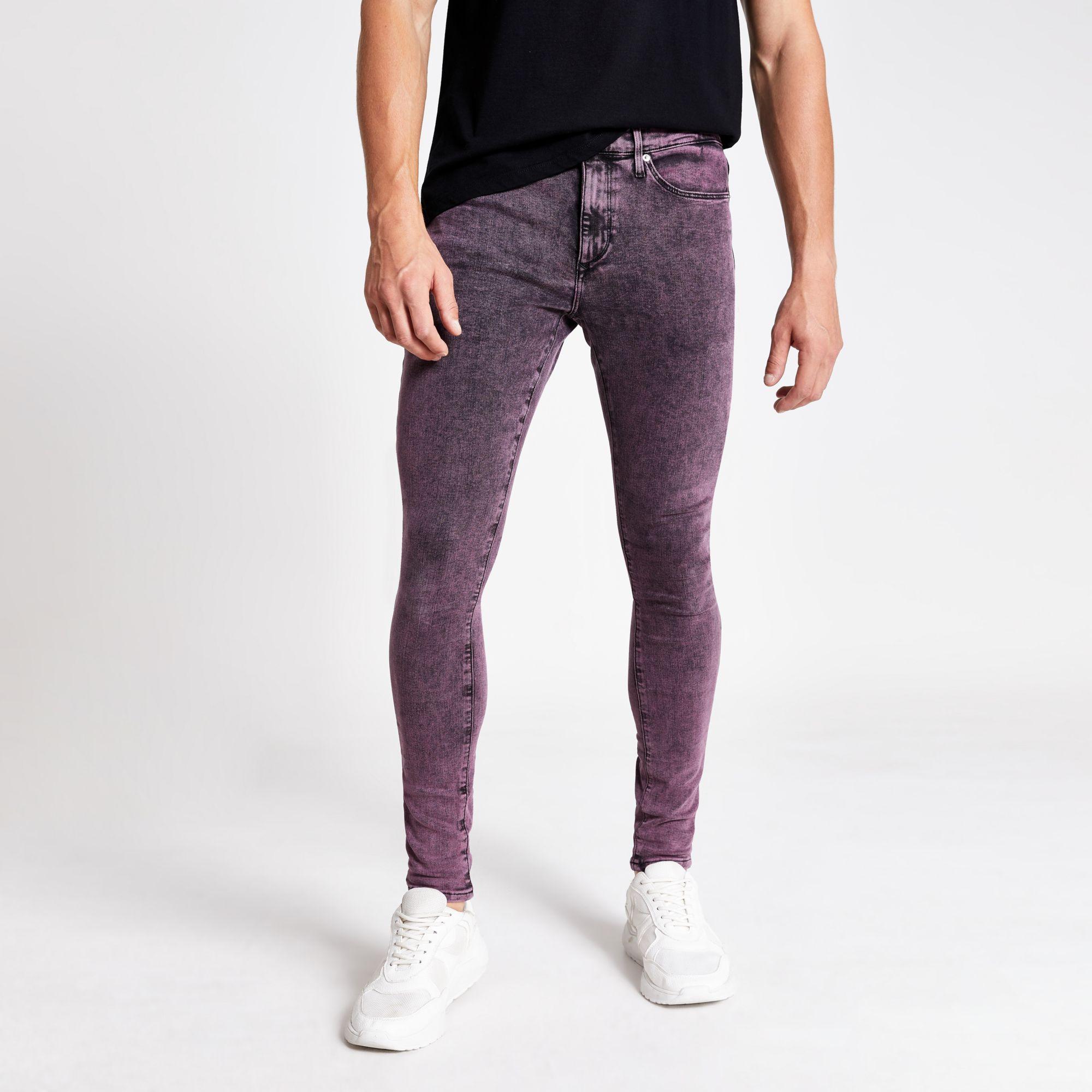 River Island Denim Purple Acid Wash Ollie Spray On Jeans for Men Lyst