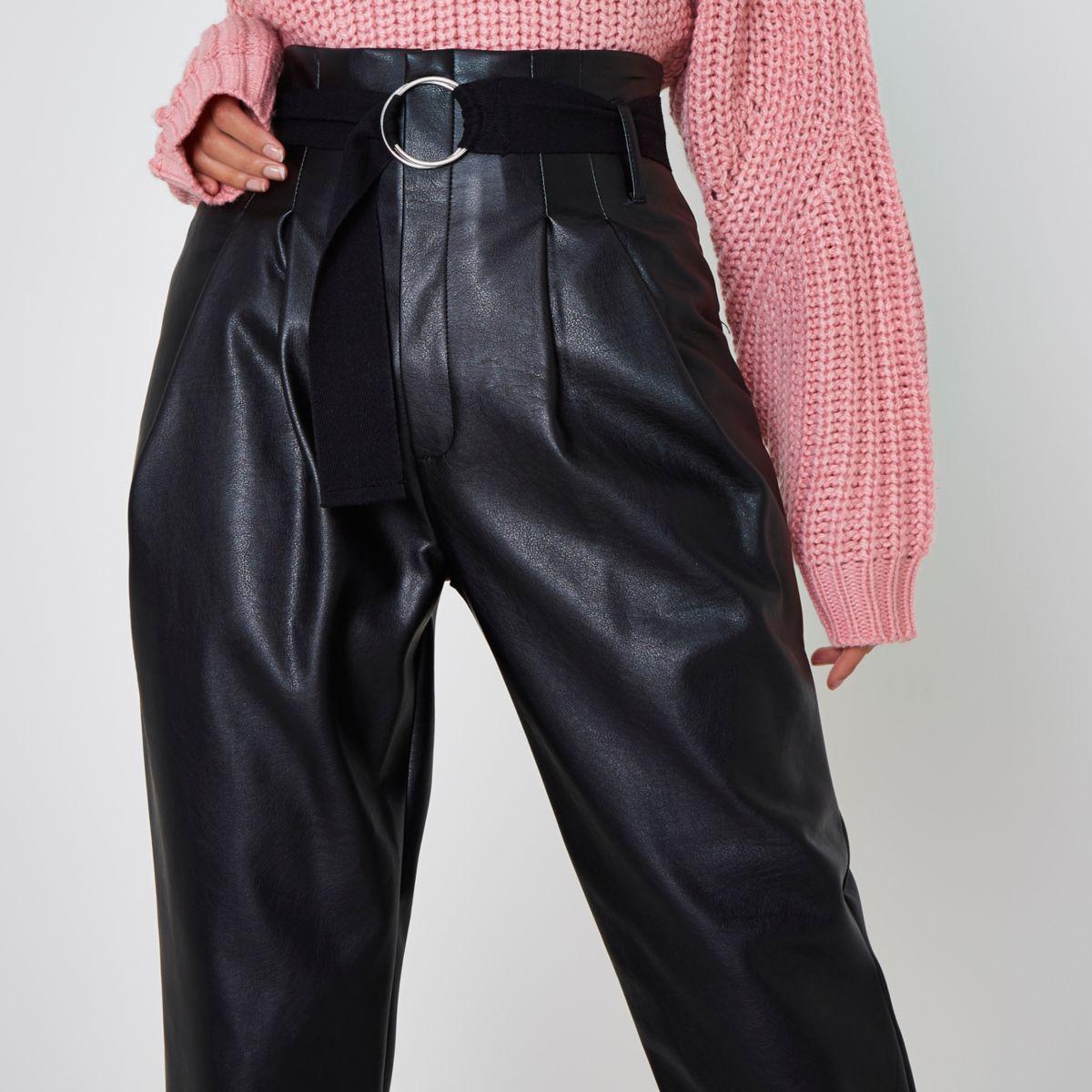 leather tapered trousers