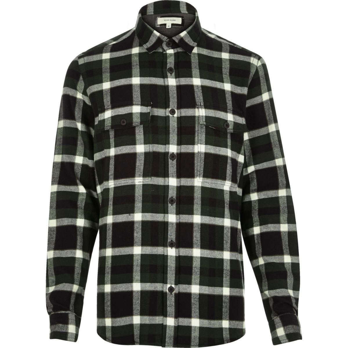 green flannel mens shirt