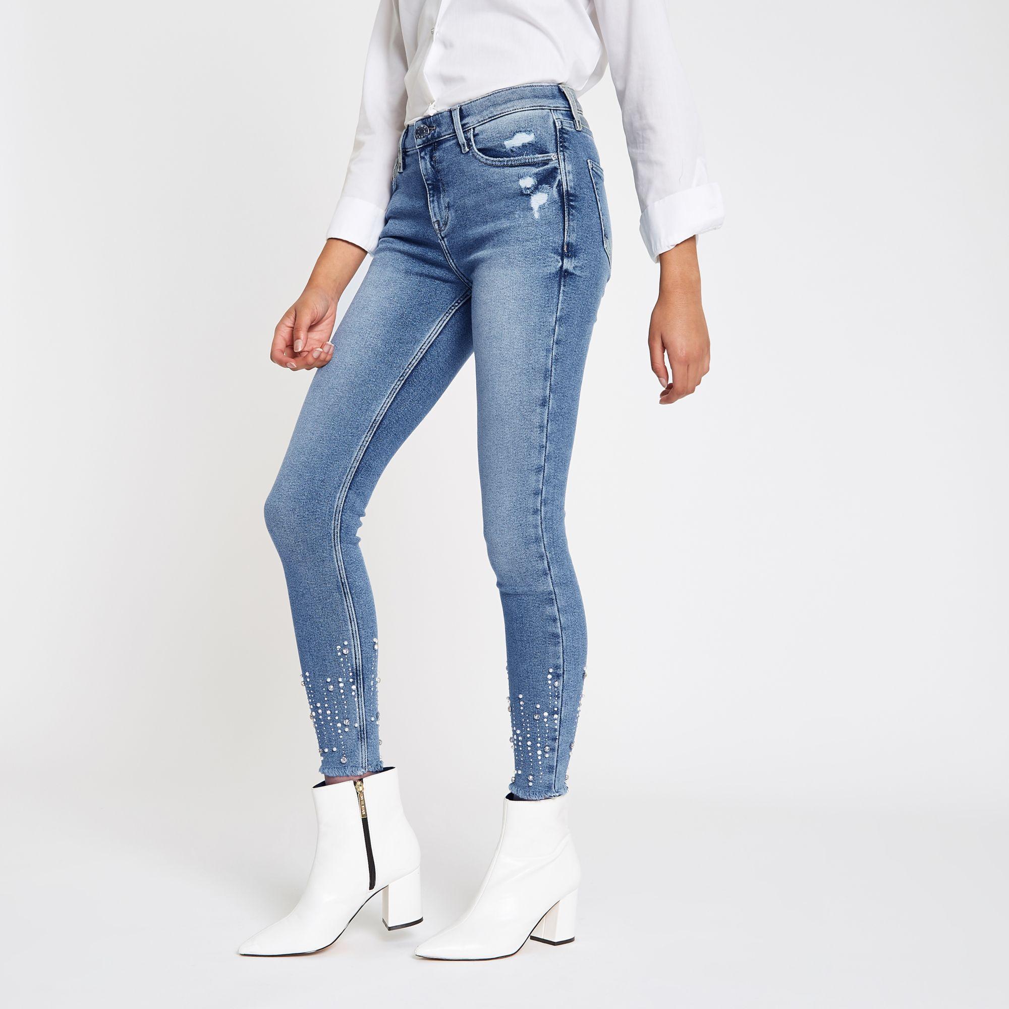 river island embellished jeans