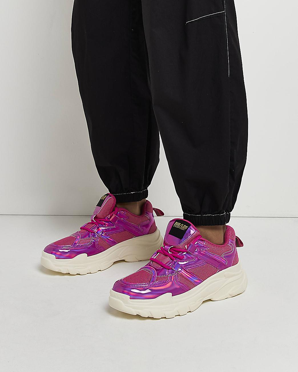 River Island Pink Lace Up Chunky Sneakers | Lyst