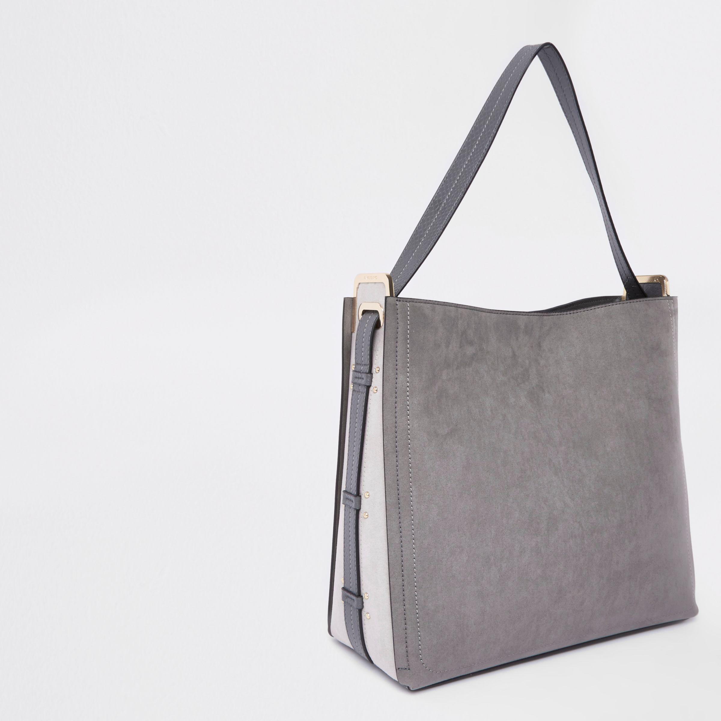 grey tab side slouch bag