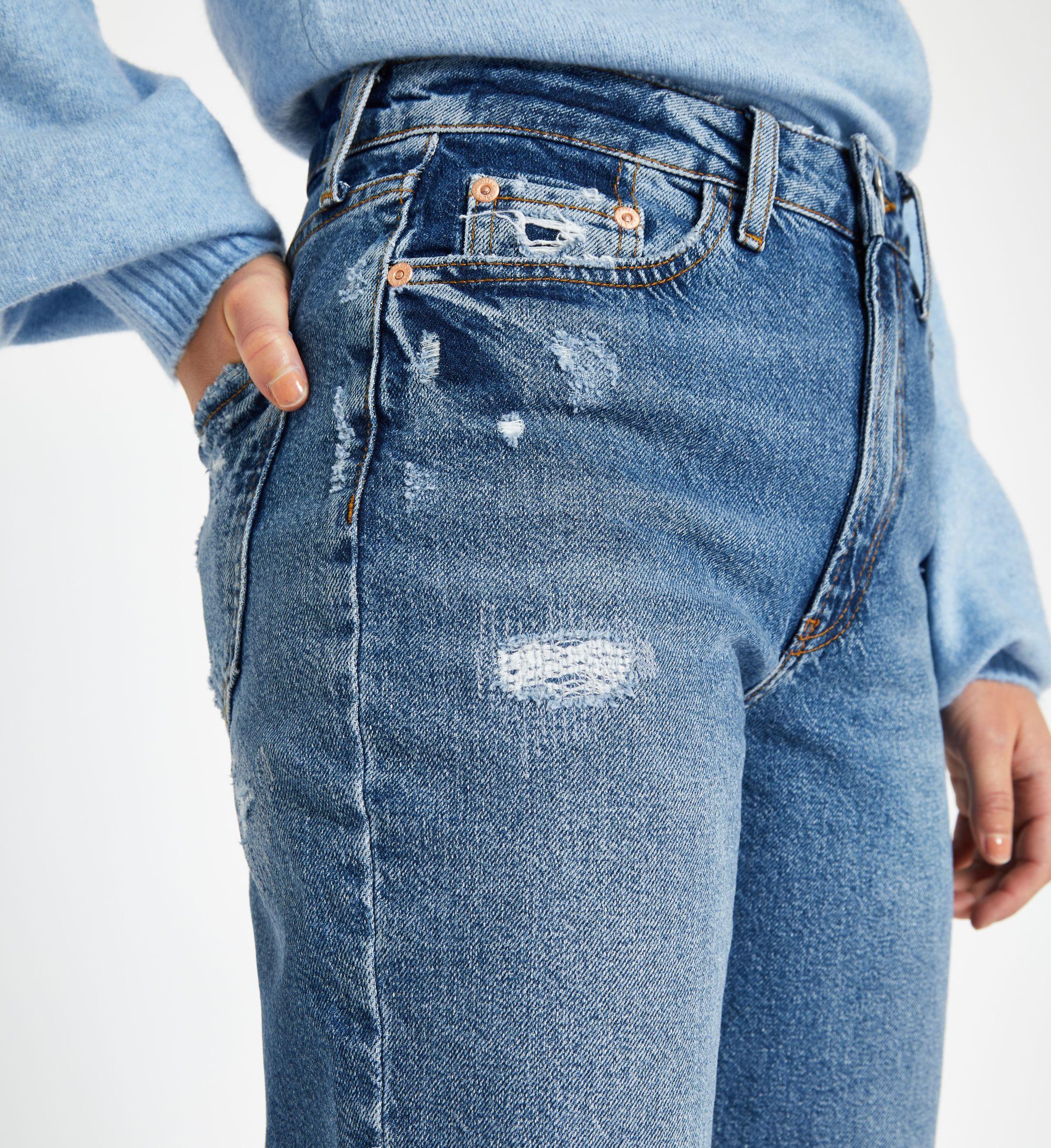 River Island Denim Petite Mid Blue High Rise Mom Jeans Lyst