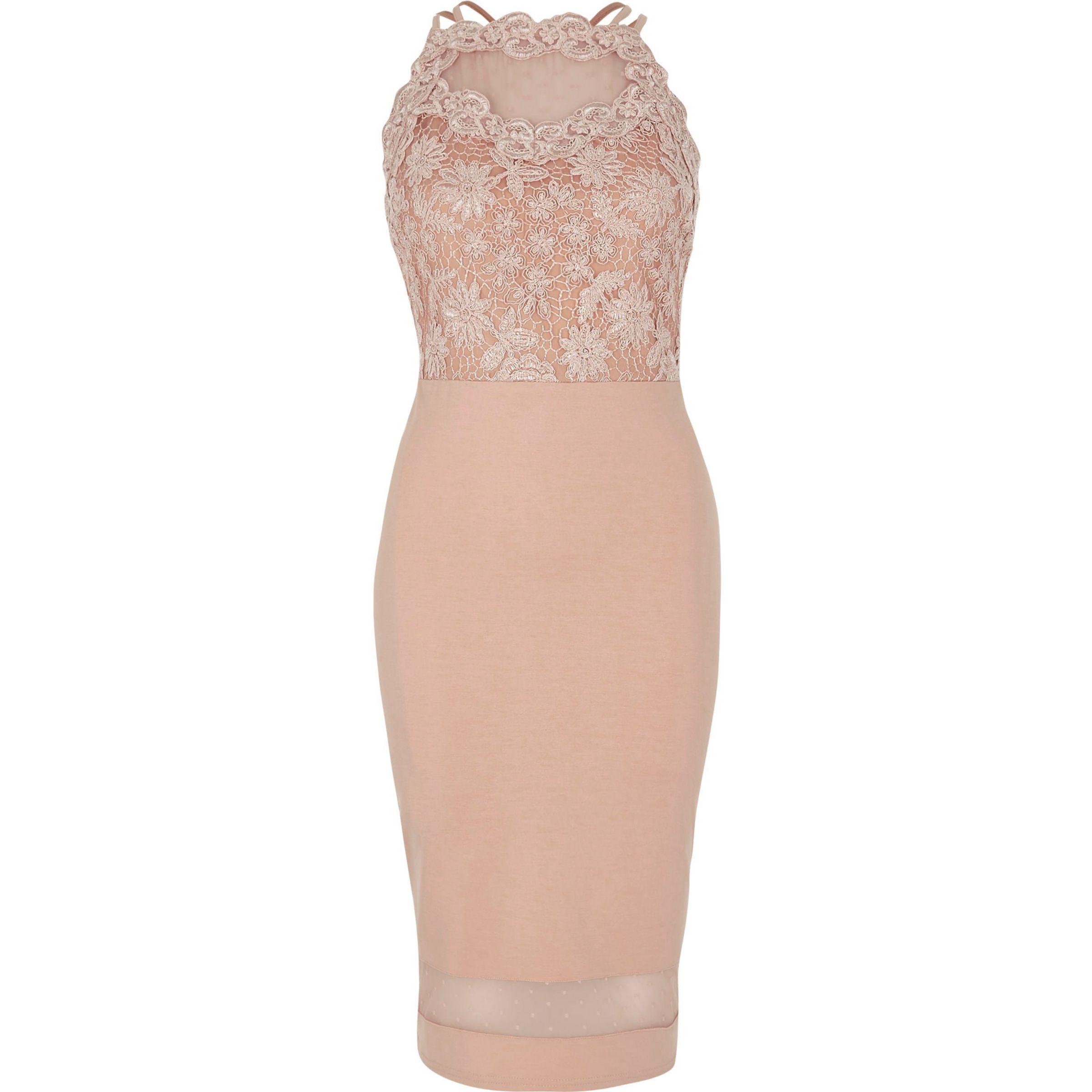 light pink lace bodycon dress