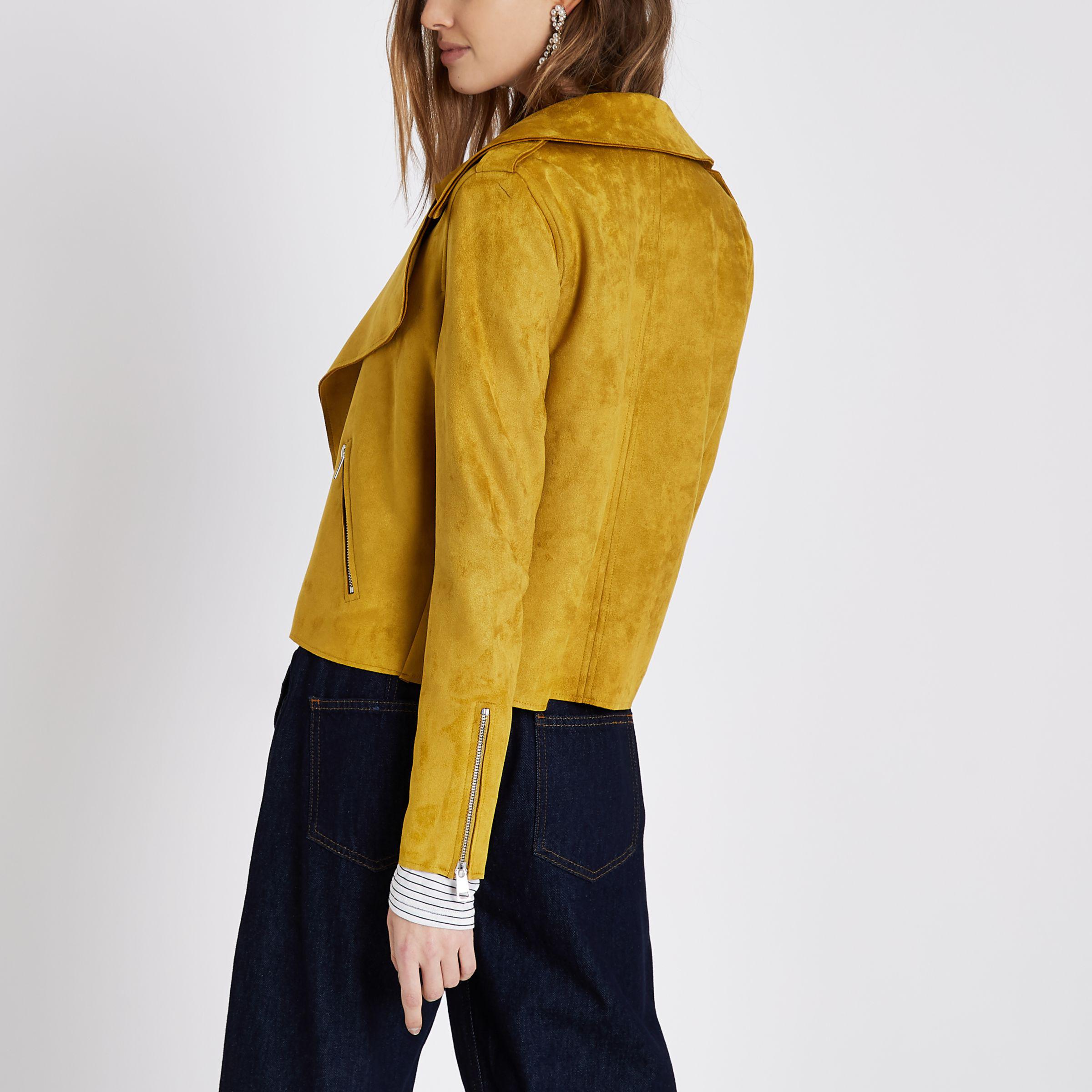 Mustard yellow top suede jacket