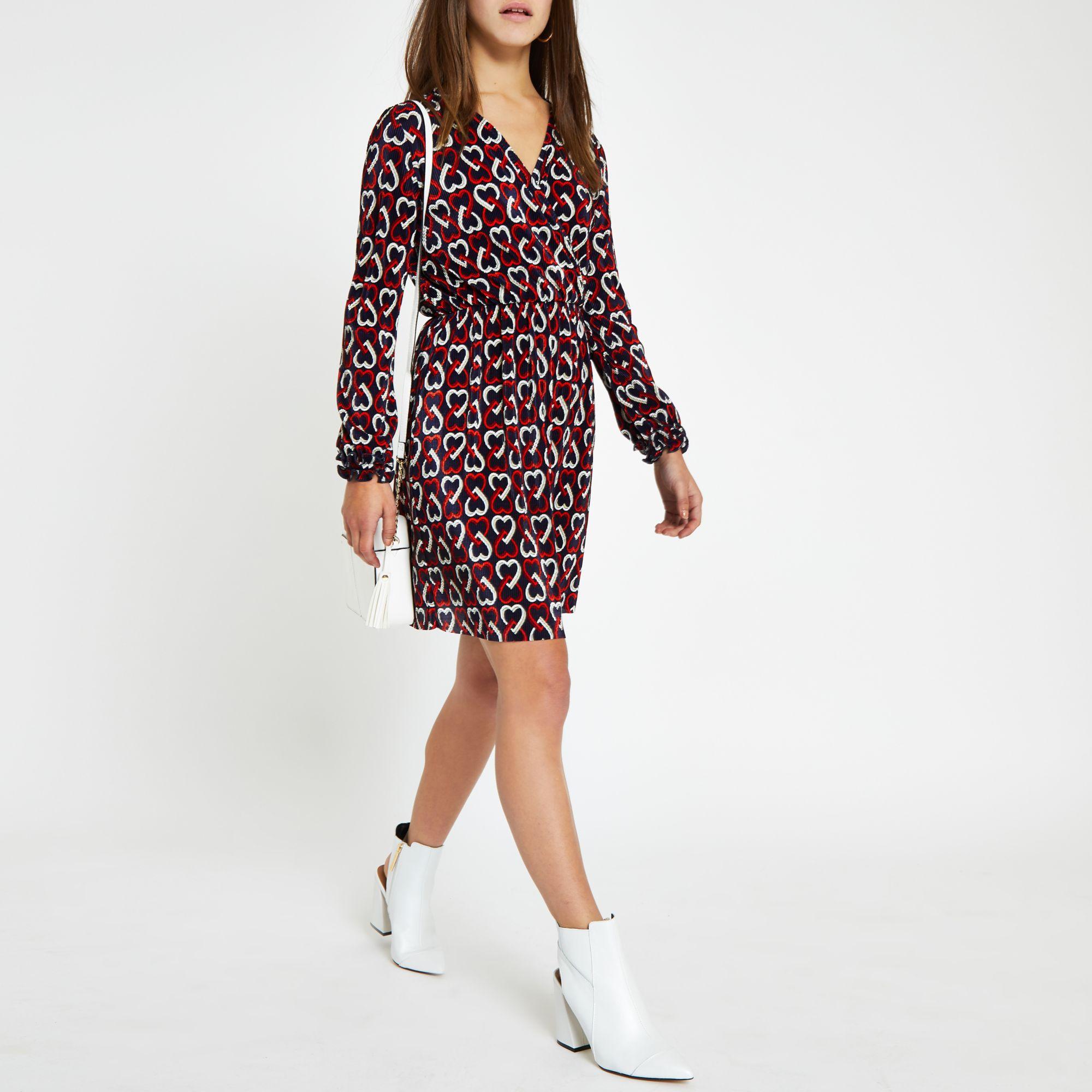 heart print tea dress