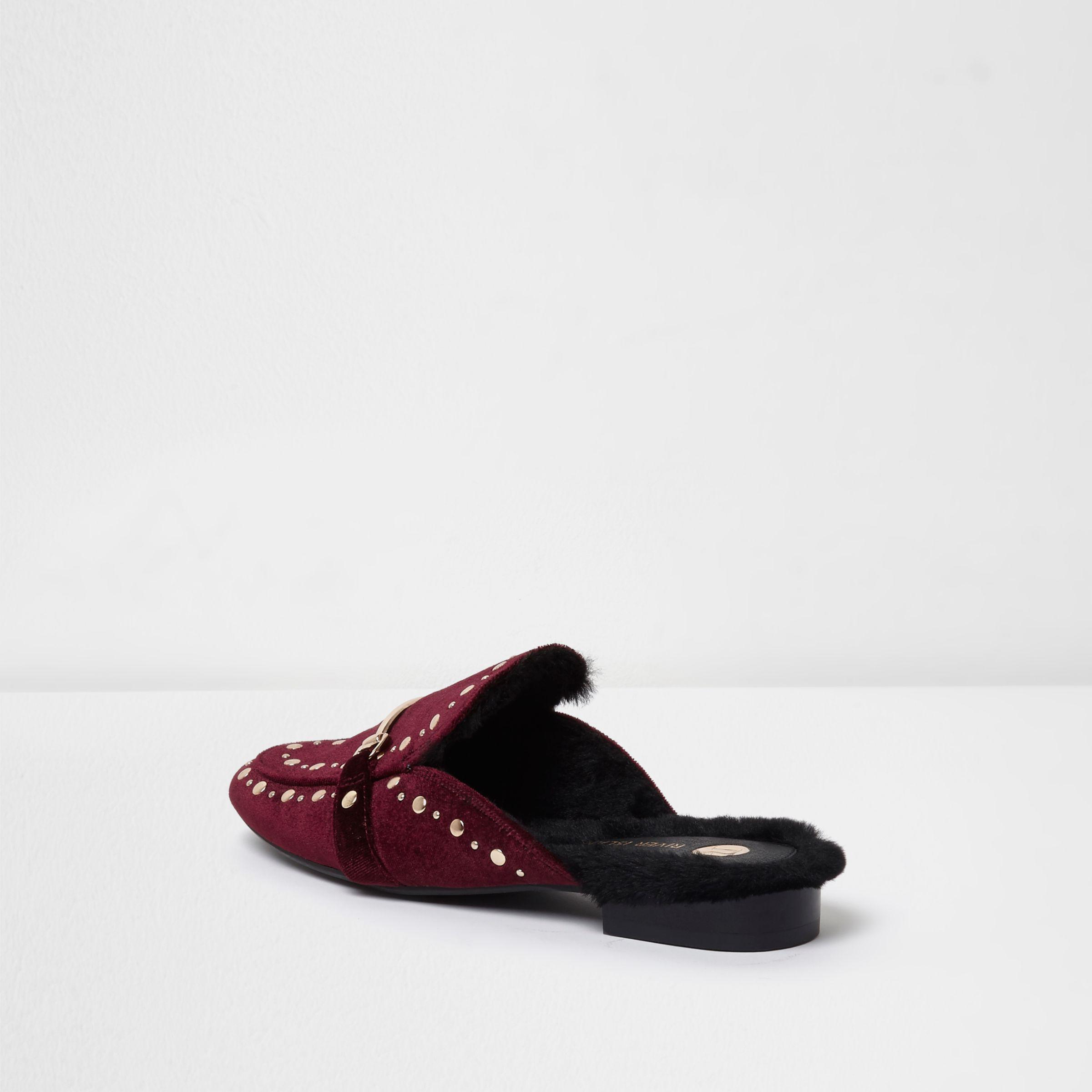 velvet backless loafers
