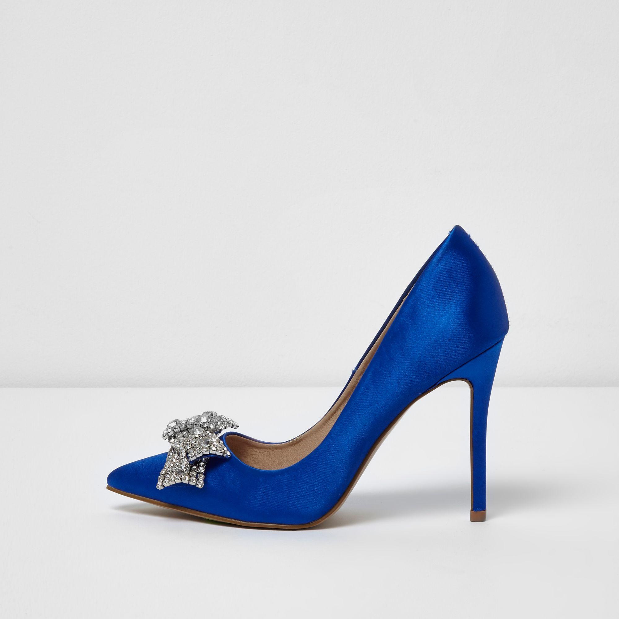 Blue rhinestone hot sale heels