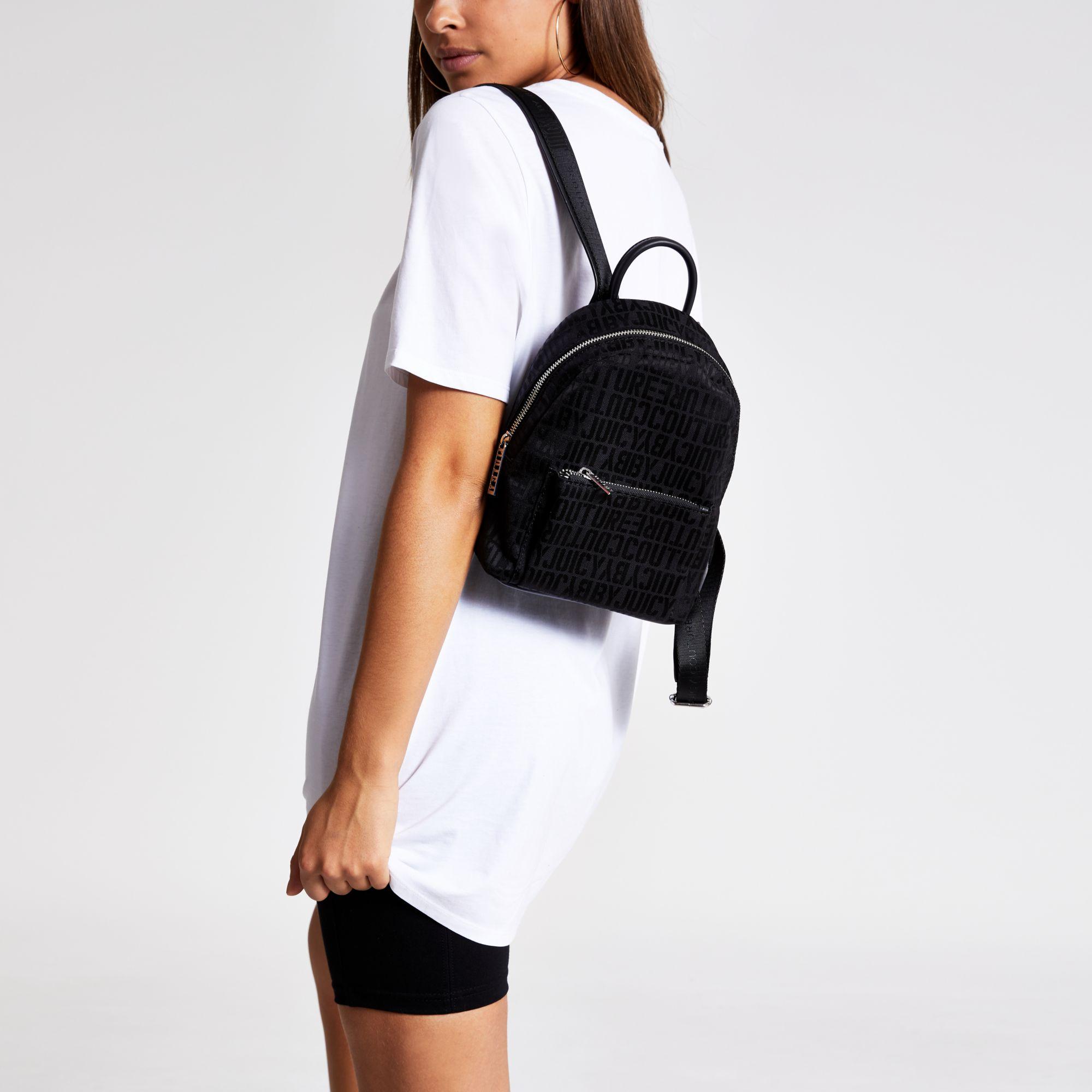 Juicy Couture Juicy Couture Black Monogram Mini Backpack | Lyst