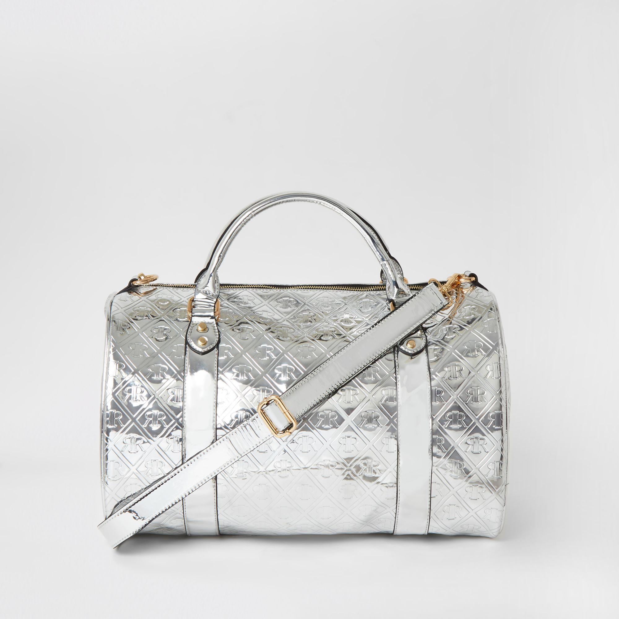 metallic weekender bag