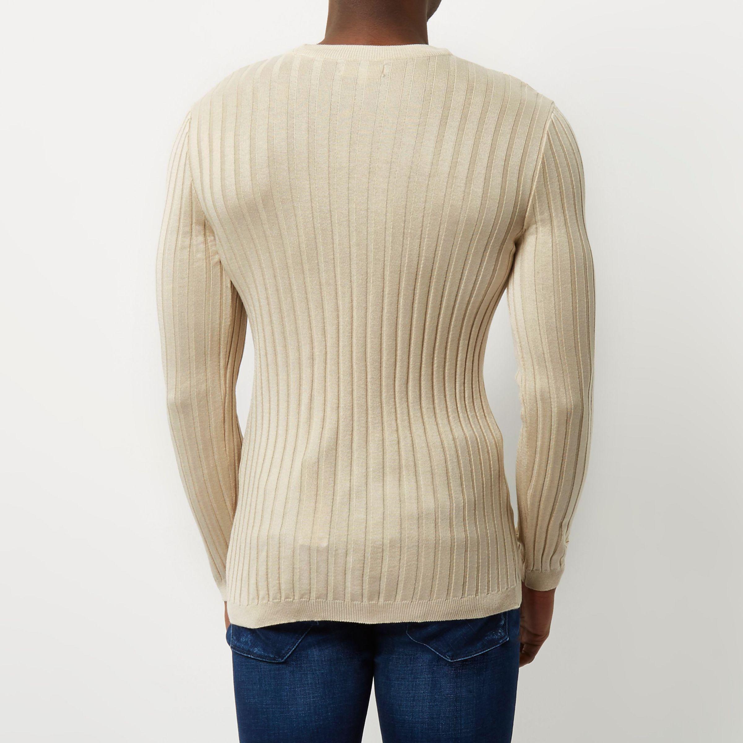 muscle fit ribbed sweater