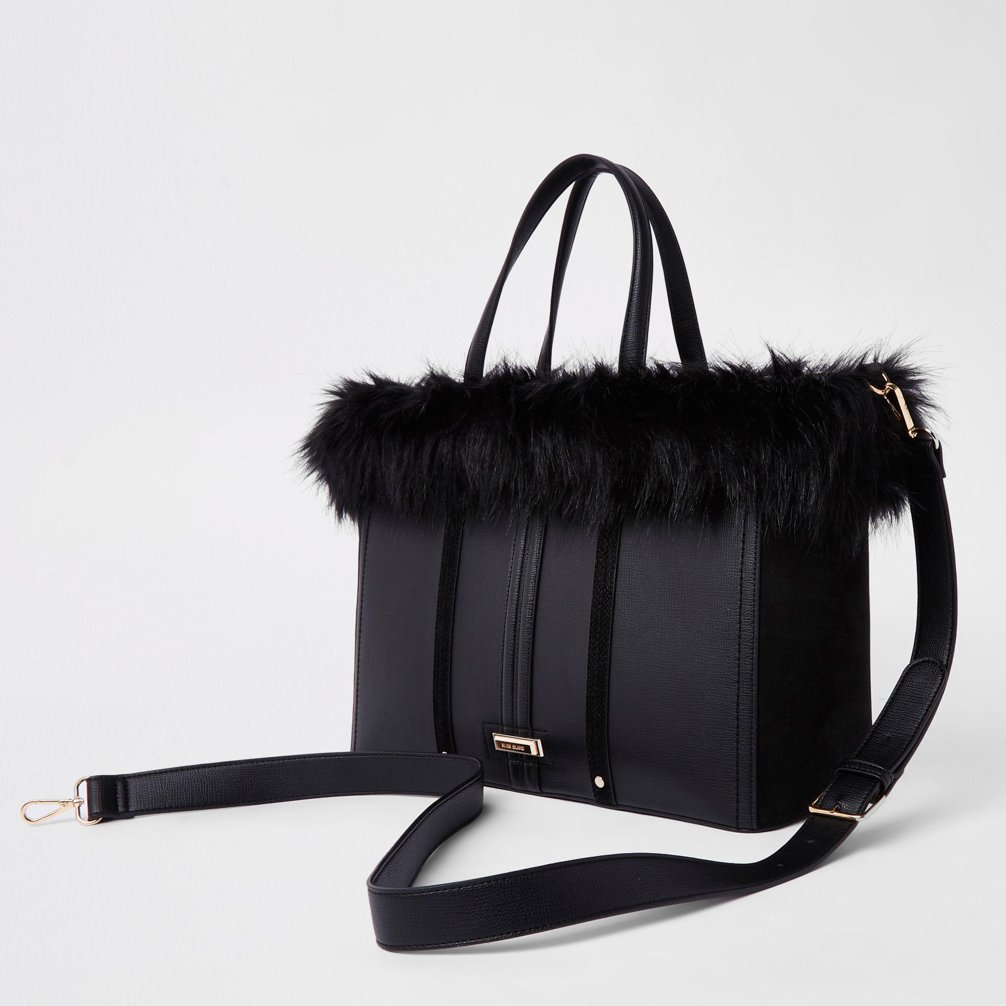 river island fur bag