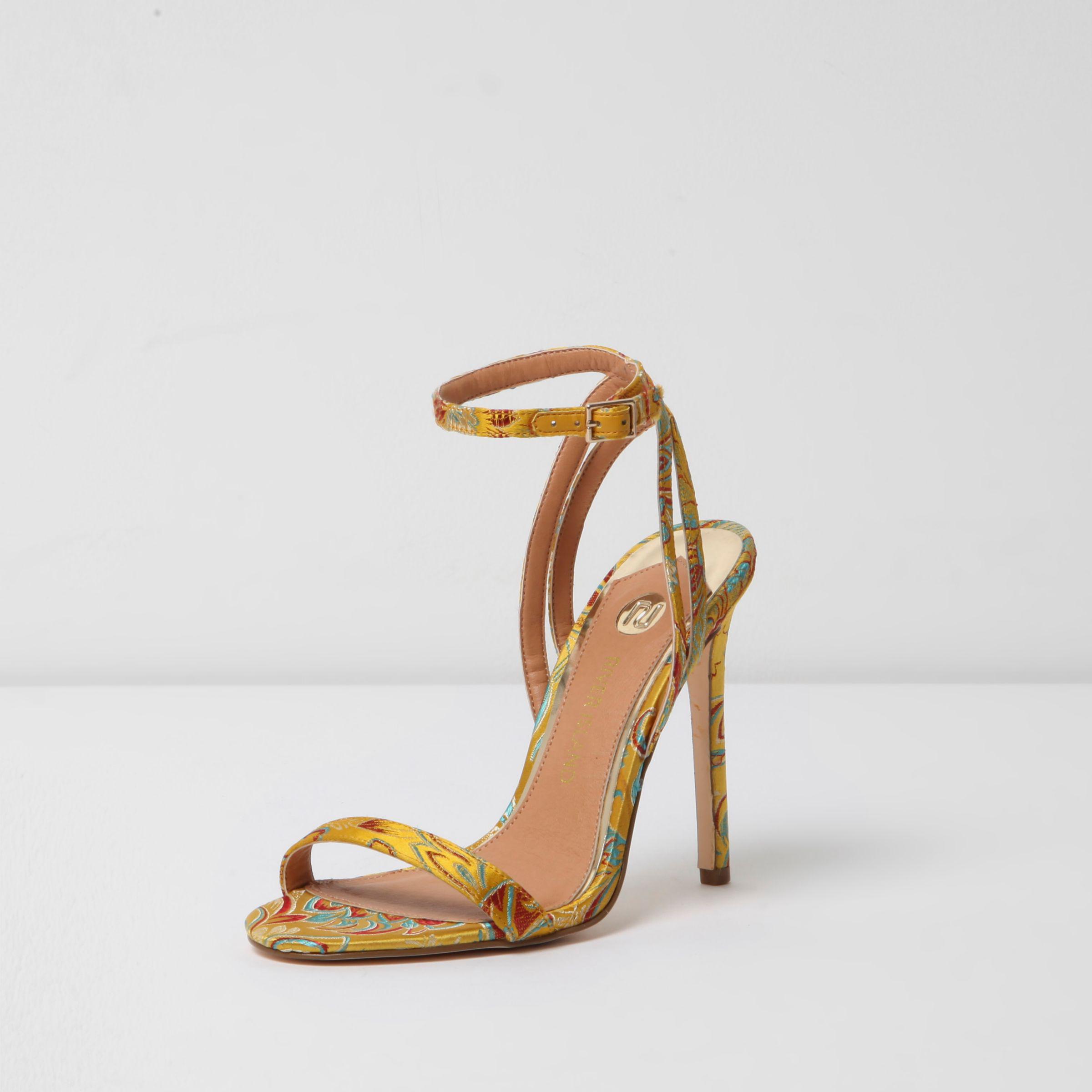 River Island Suede Yellow Floral Print 