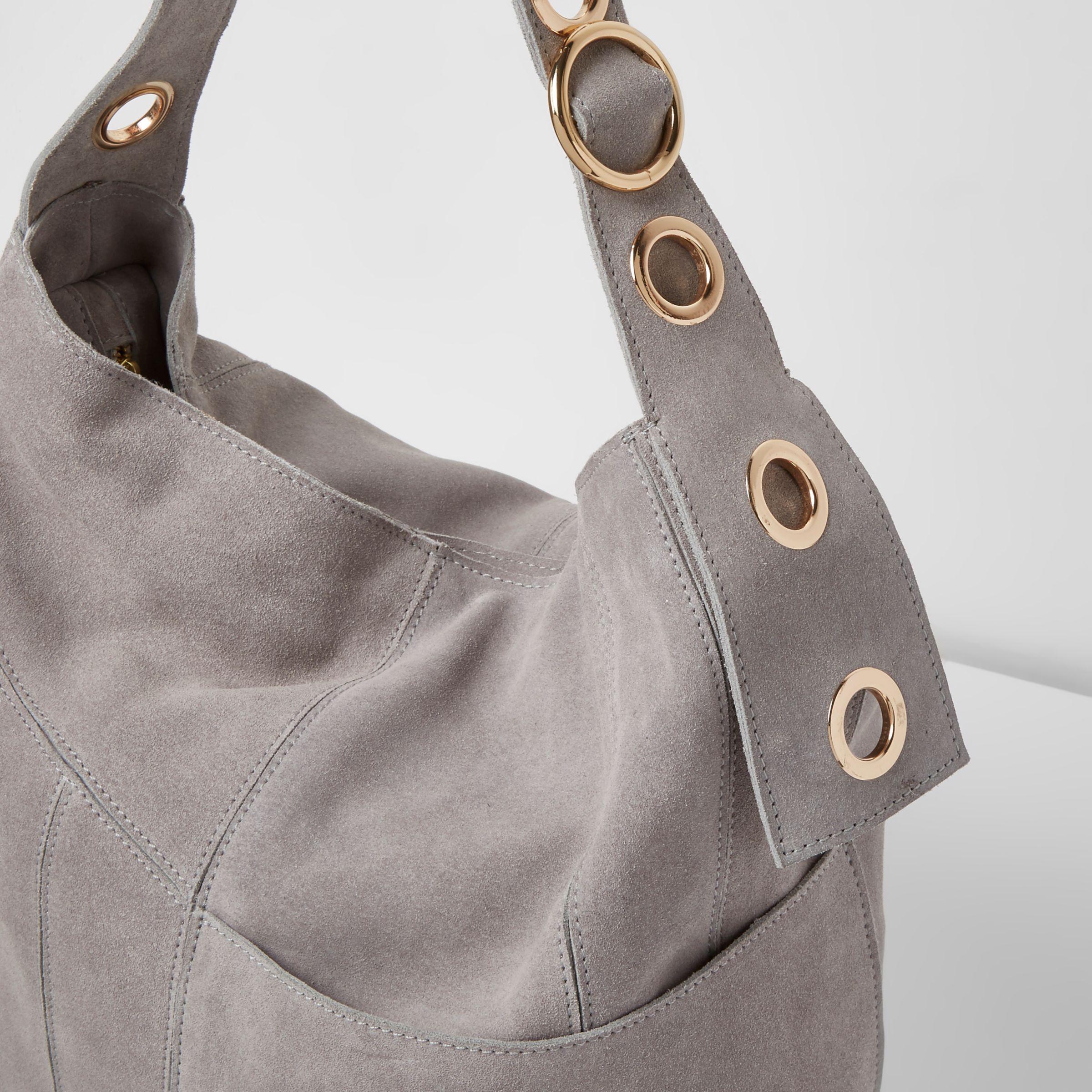 grey suede slouch bag