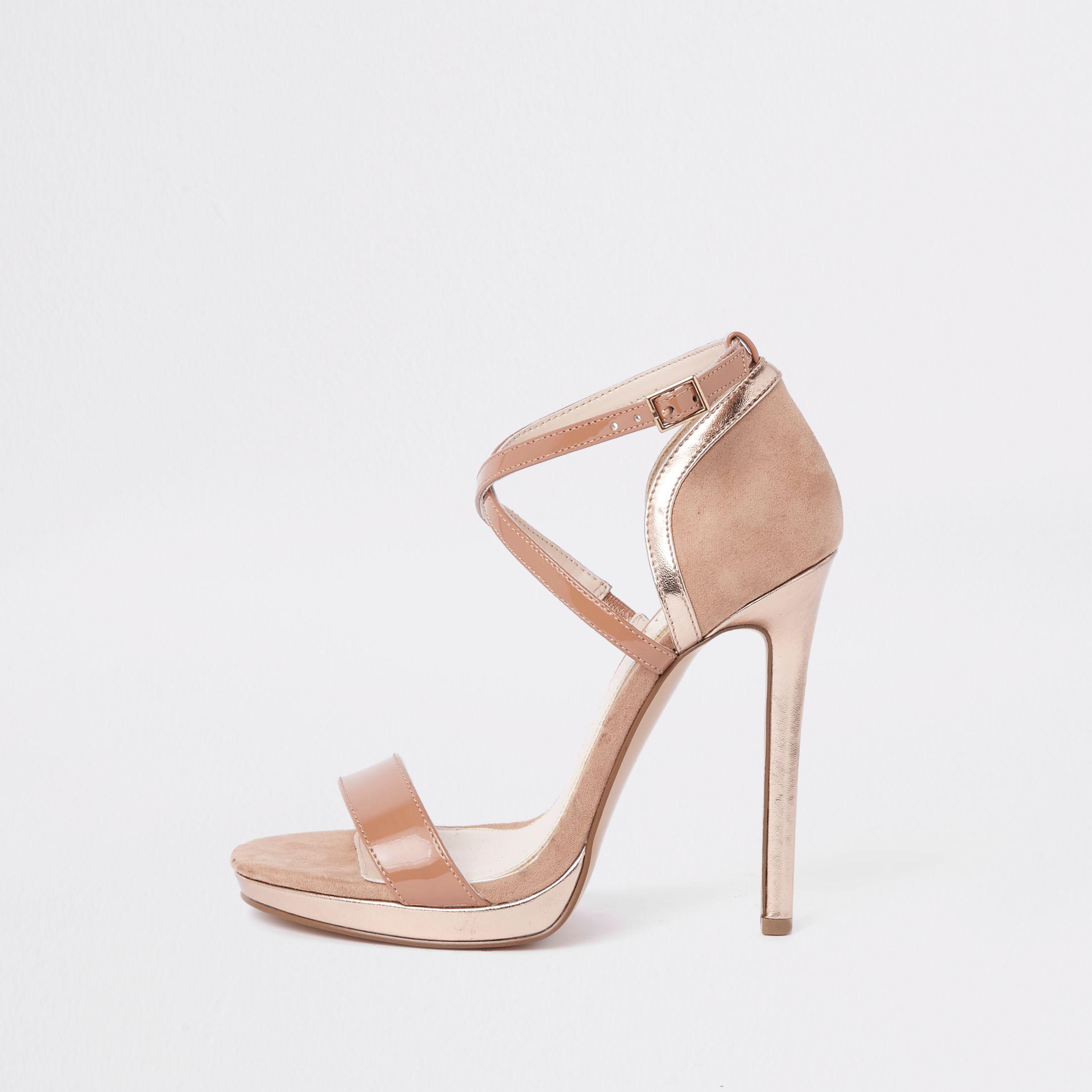 River Island Nude Barely There Platform Sandals in Natural - Lyst